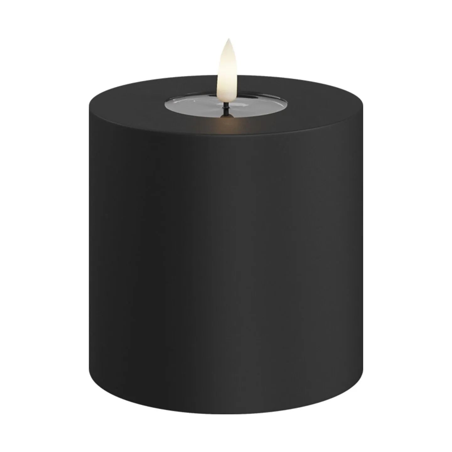 Deluxe Homeart LED-lys Real Flame LED Udendørs Bloklys i Sort, 10 cm, 1