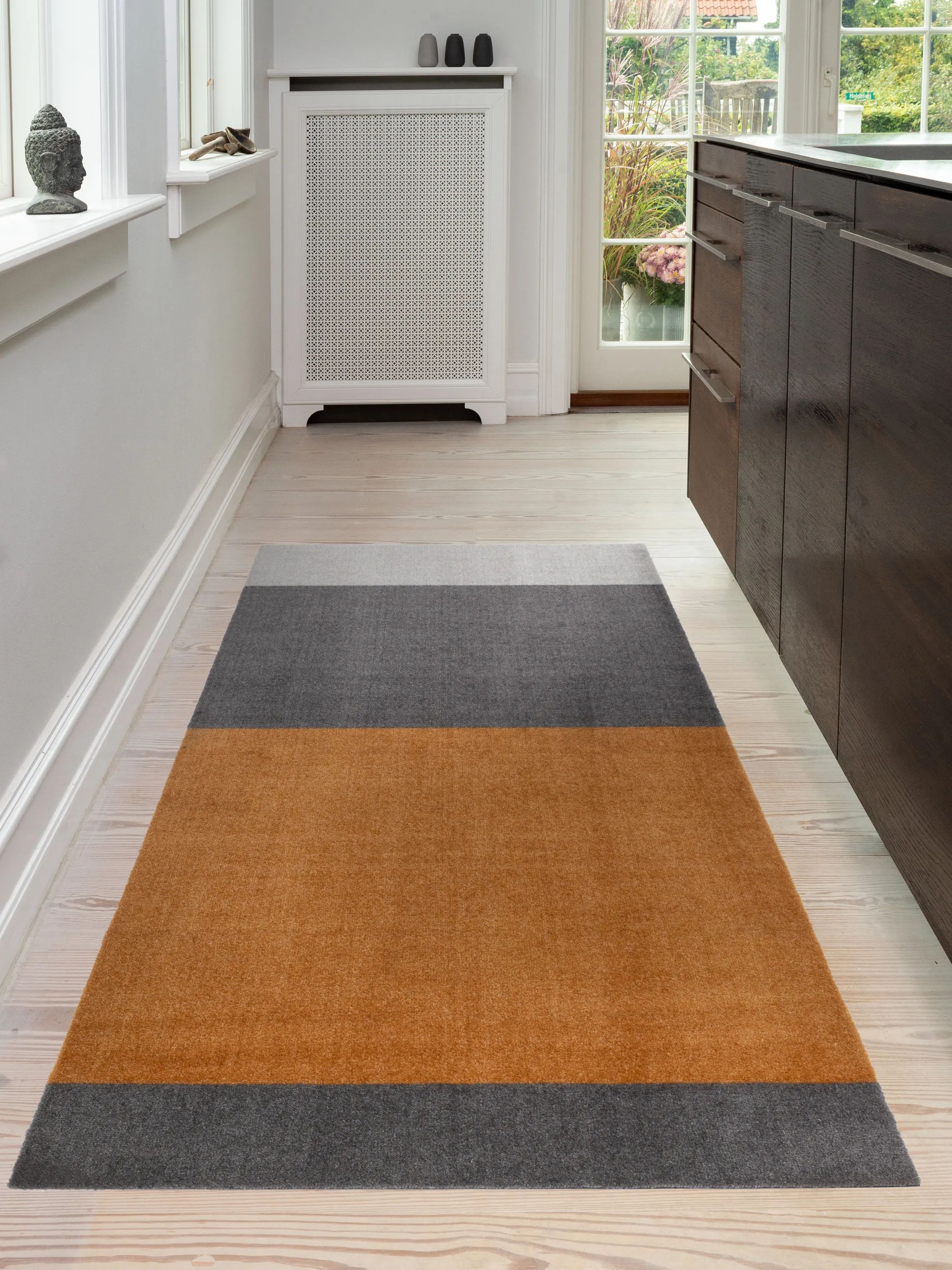 Tica Copenhagen Gulvtæpper Stripes Horisontal Gulvtæppe i Grå/steelgrey/dijon, B90 x L200 cm, 2