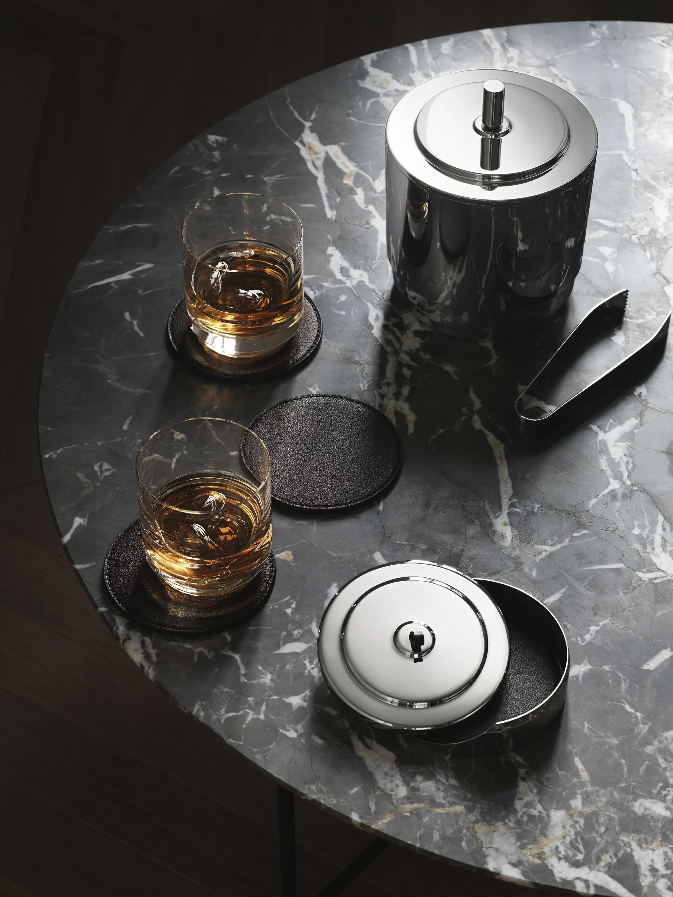 Georg Jensen Glasbrikker og coasters Manhattan Glasbakkesæt - 4 stk. i Stål, 3