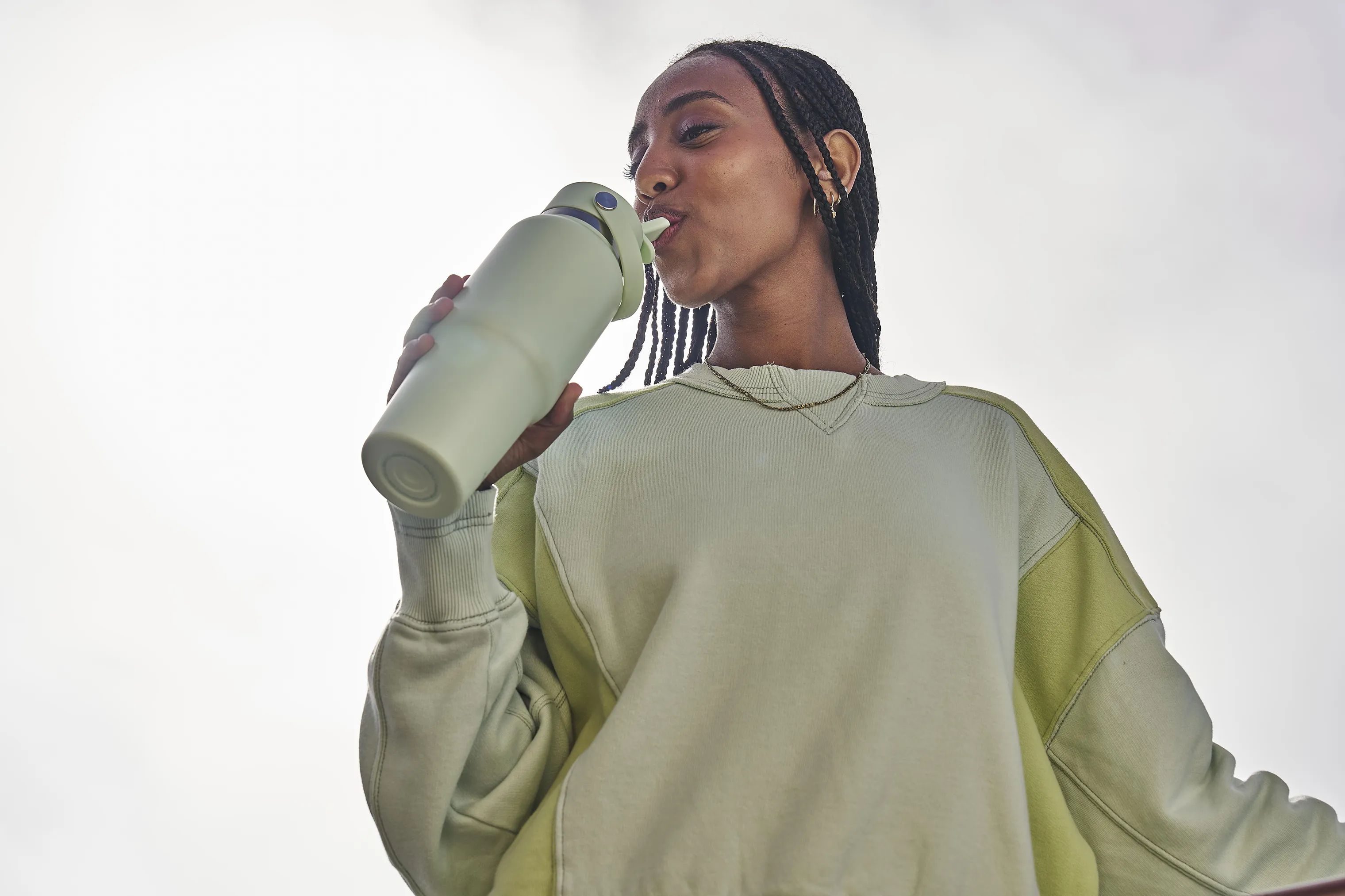 Hydro Flask Termoflasker Wide Flex Straw Termodrikkedunk i Lysegrøn / Stål, 3