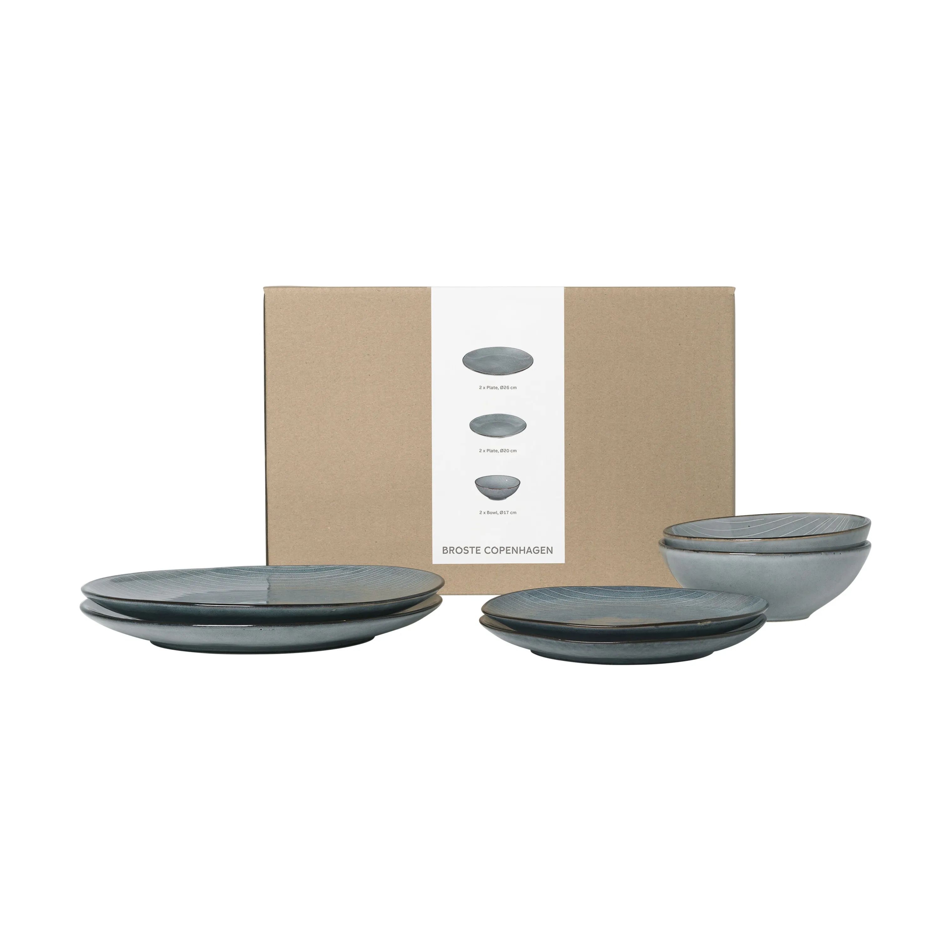Broste Copenhagen Middagstallerkener Nordic Sea Middagssæt - 6 dele i Soft Blue, 1