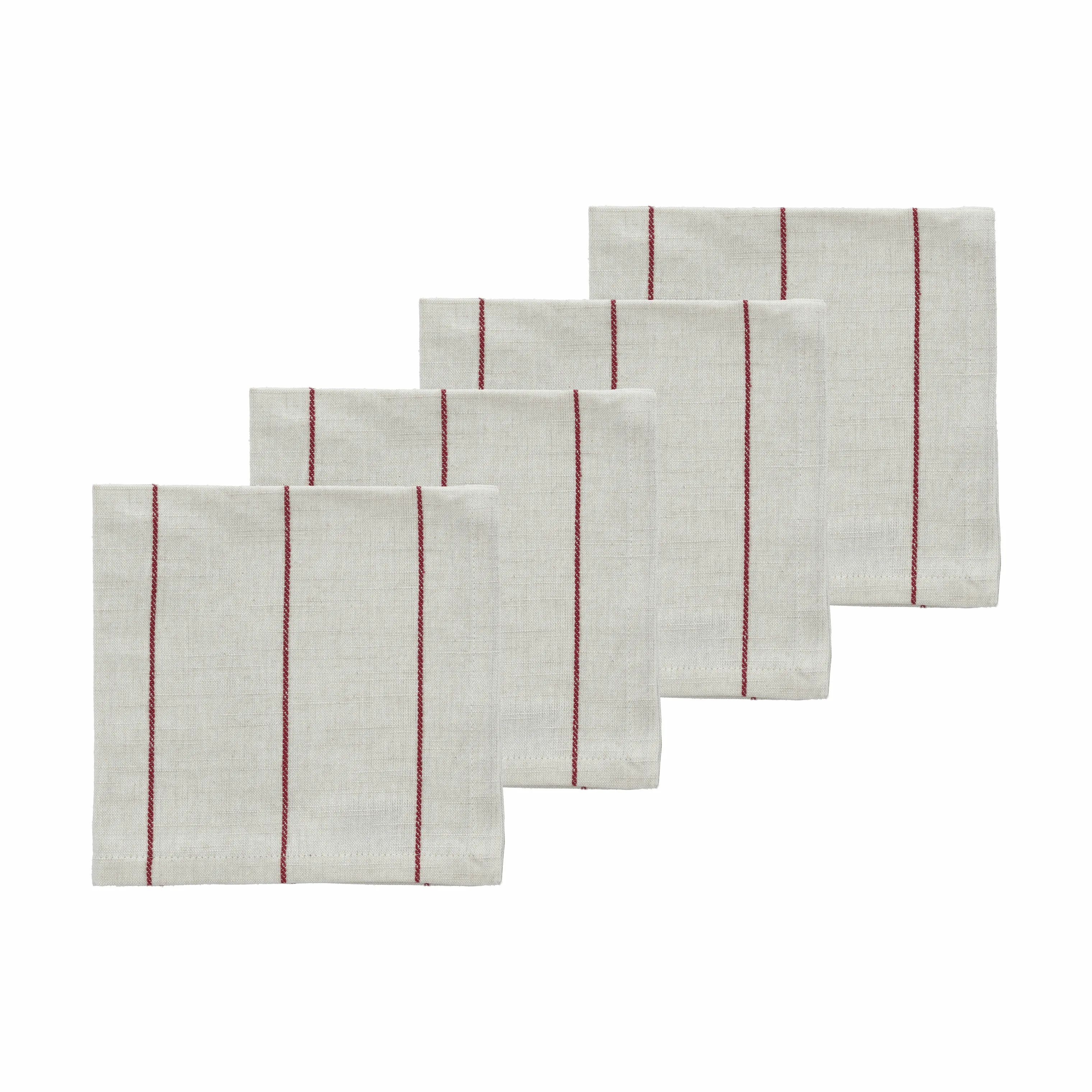 Södahl Stofservietter Line Mundserviet - 4 stk. i Offwhite/Red, 1