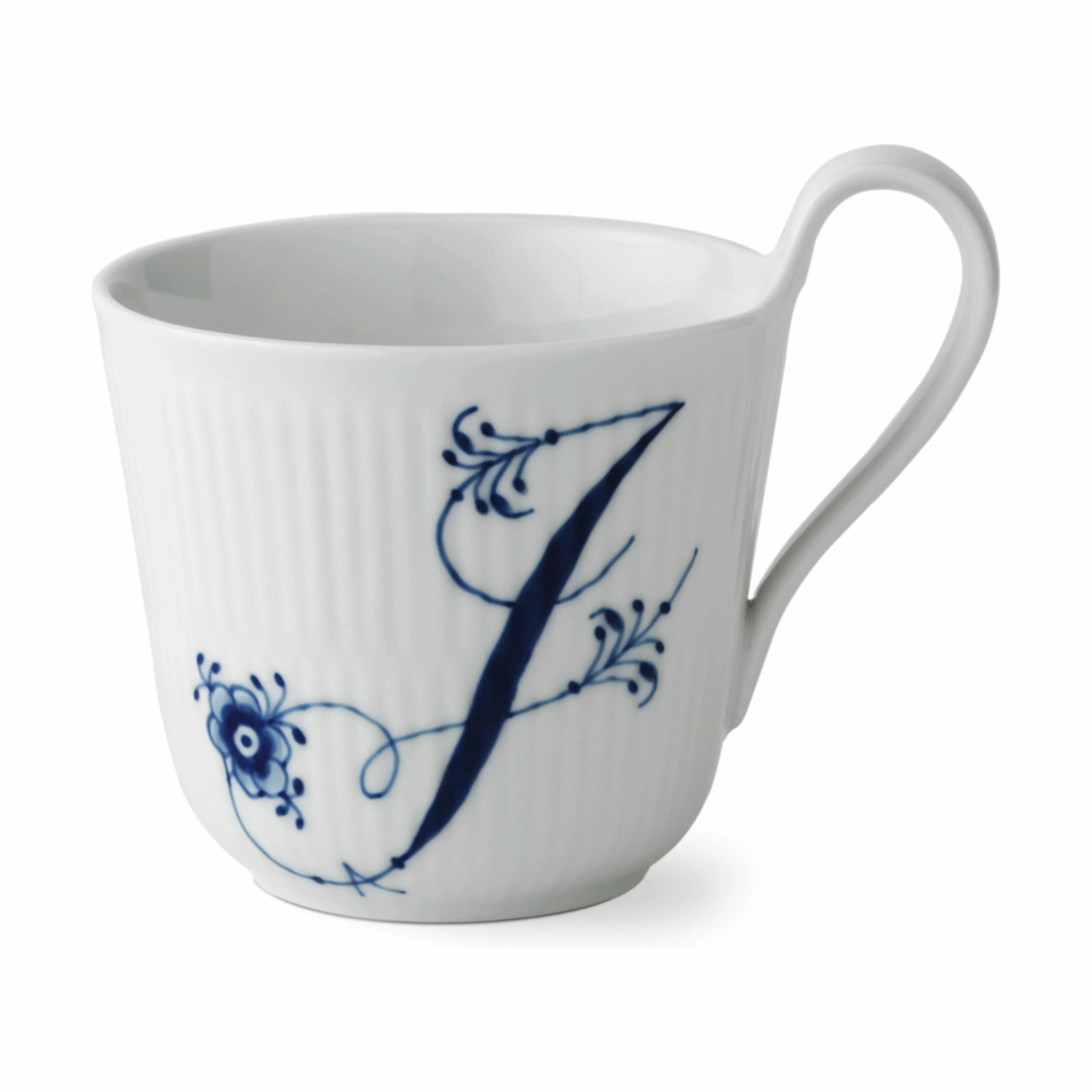 Royal Copenhagen Krus og kopper med hank Alfabet Kollektion Højhankskop - J i J krus, 1