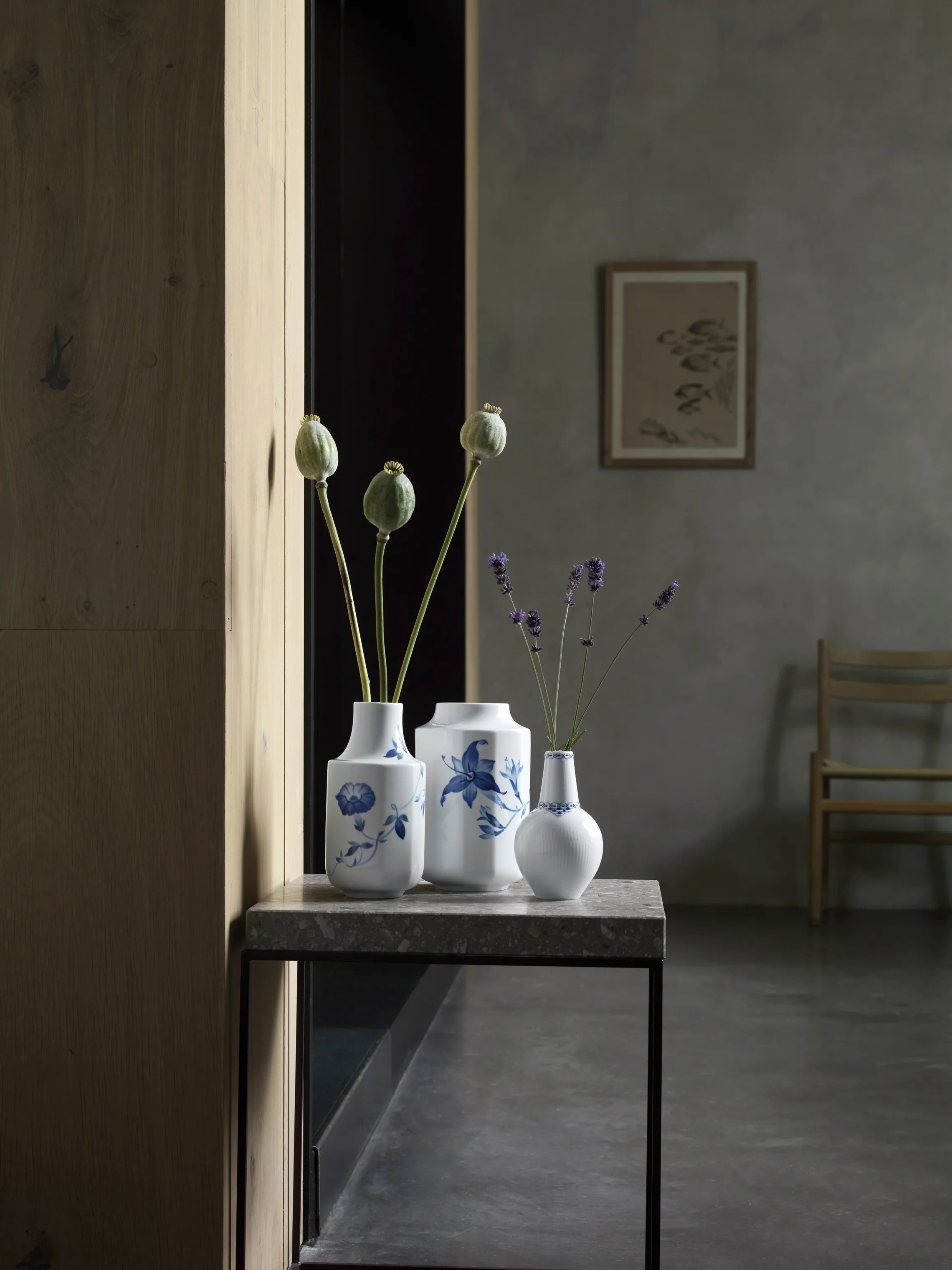 Royal Copenhagen Vaser Blomst Vase - Daglilje i Hvid/blå, 19 cm, 3