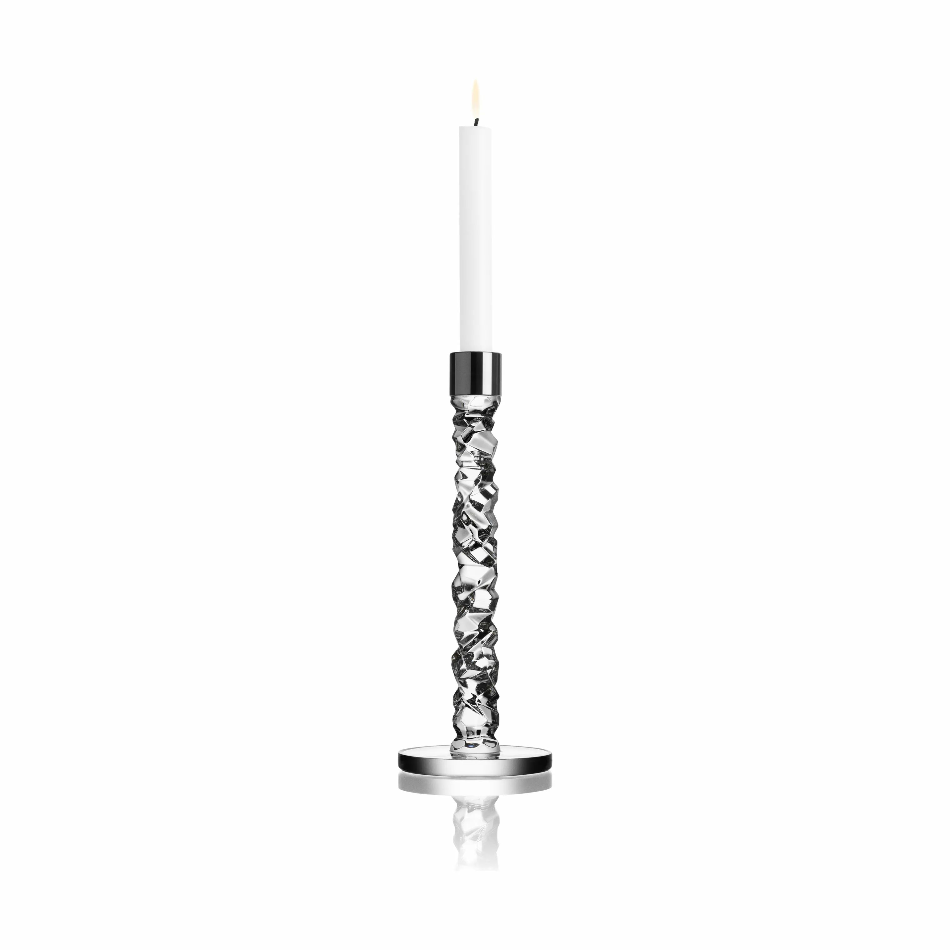 Orrefors Kronelysestage Carat Lysestage i Klar/stål, 18,3 cm, 1