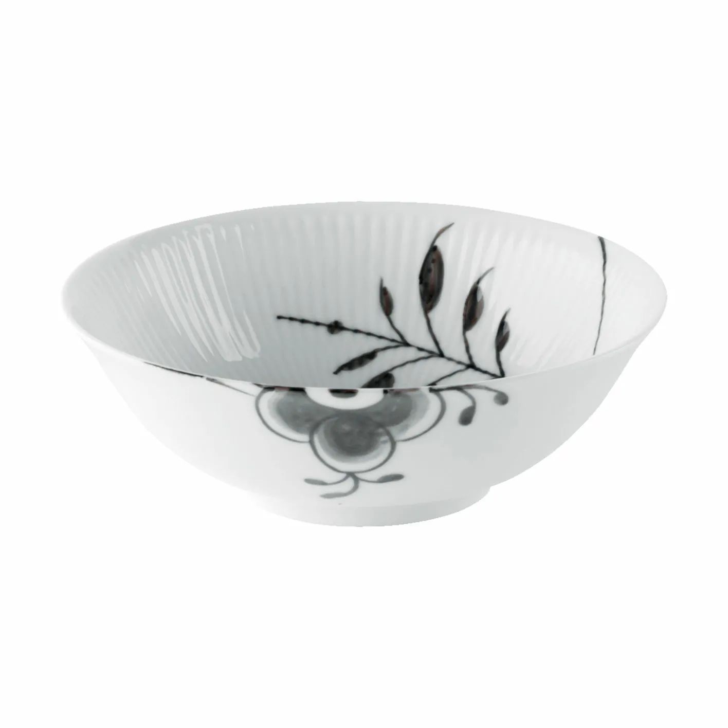 Royal Copenhagen Serveringsskåle Sort Mega Riflet Skål i Sort/hvid, 16 cm, 1