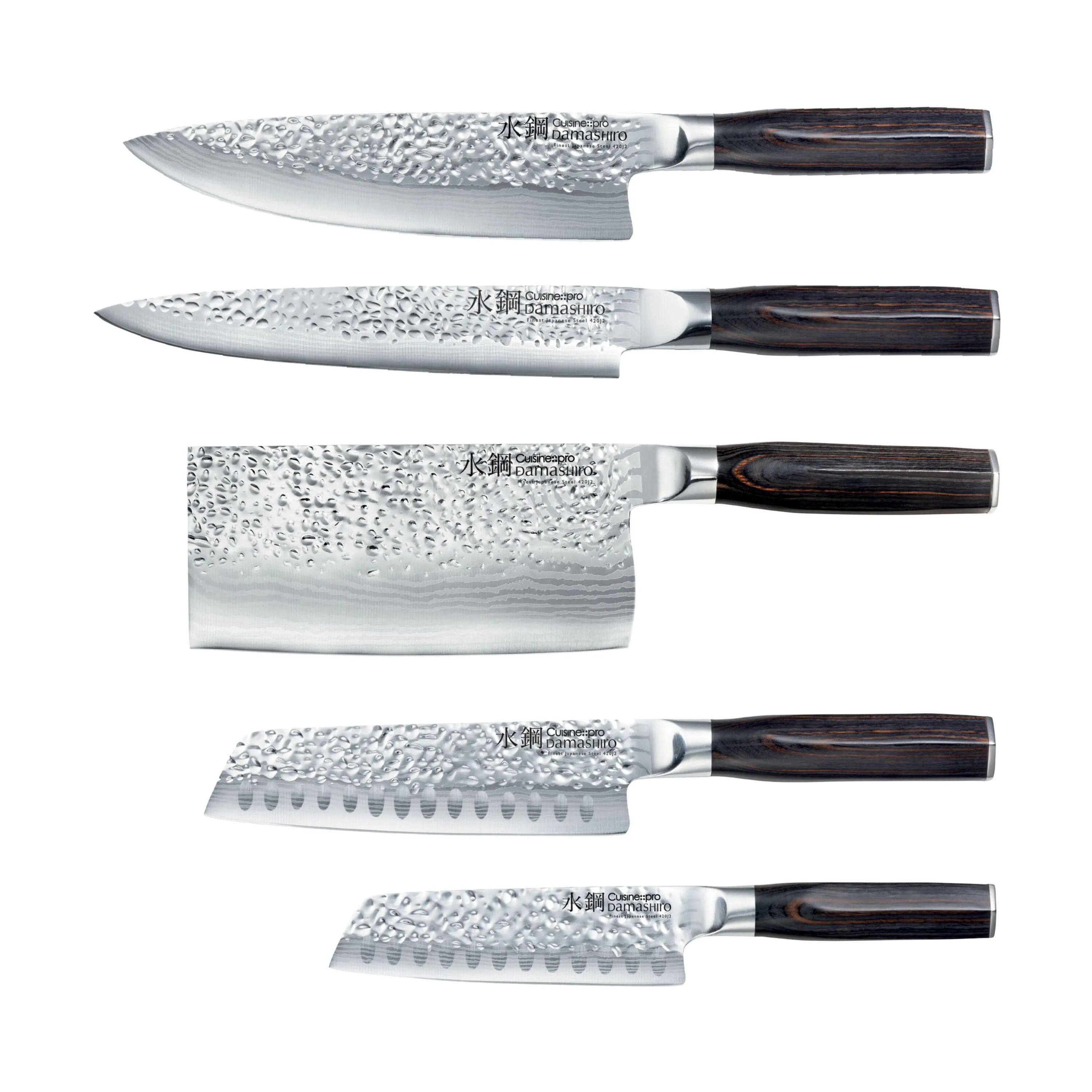 THE CUSTOM CHEF™ Knivblokke med knive Cuisine::pro® Damashiro® Emperor™ Nanashi Knivblok - 6 dele i Silver / Pakkawood, 4