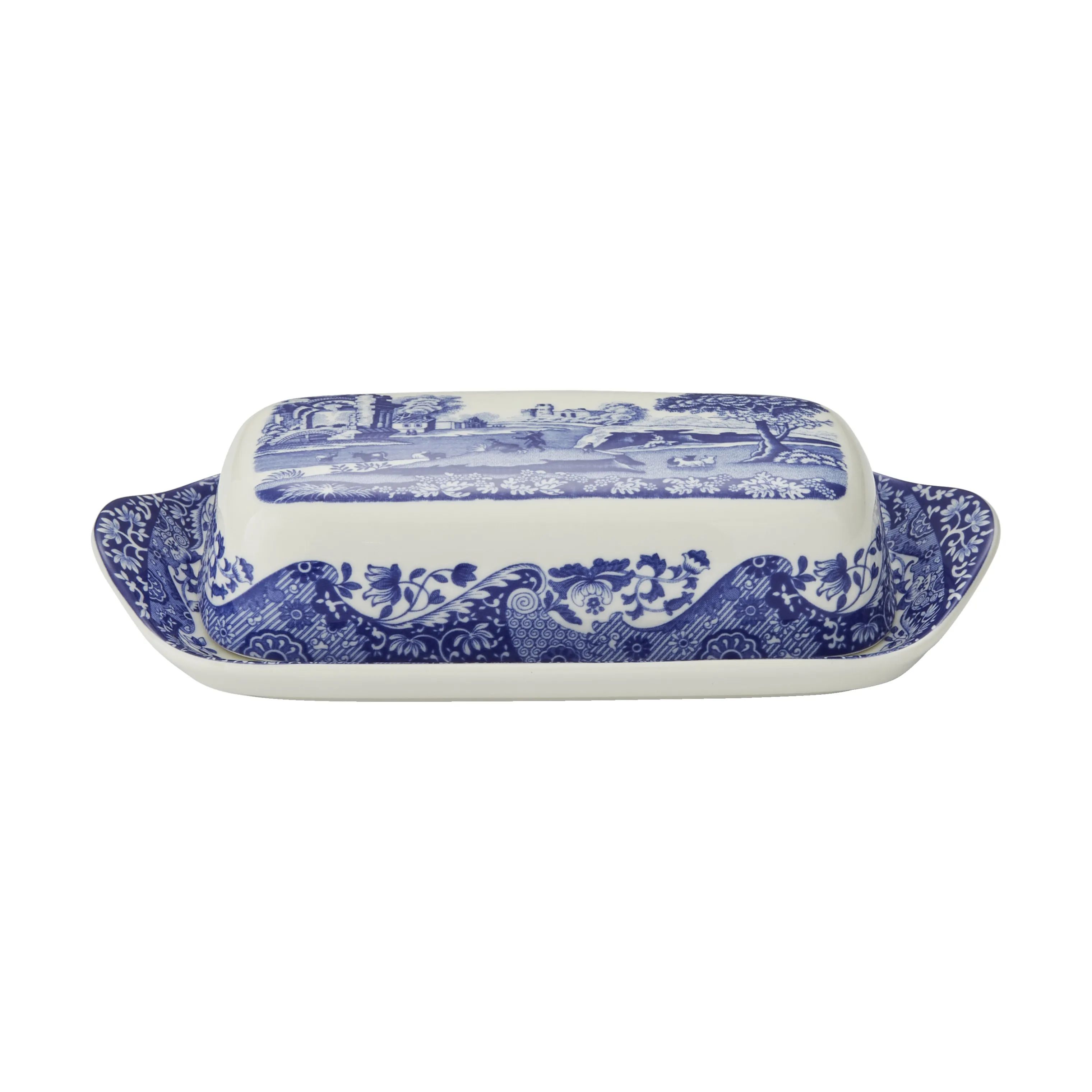 Spode Smørbokse Blue Italian Blue Italien Smørboks i blå/hvid, 1
