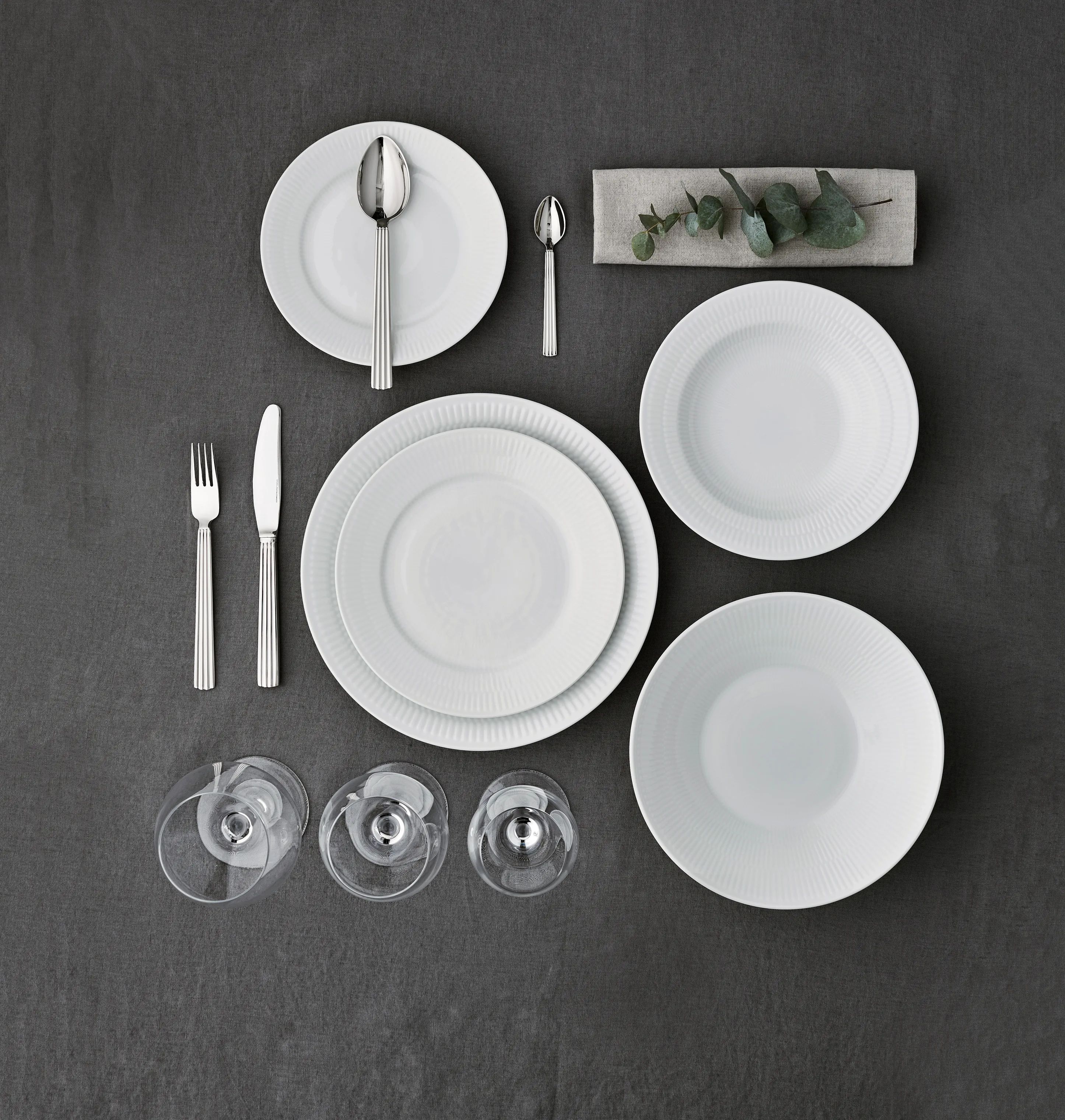 Royal Copenhagen Pastatallerkener Hvid Riflet Pastatallerken i Hvid, 5
