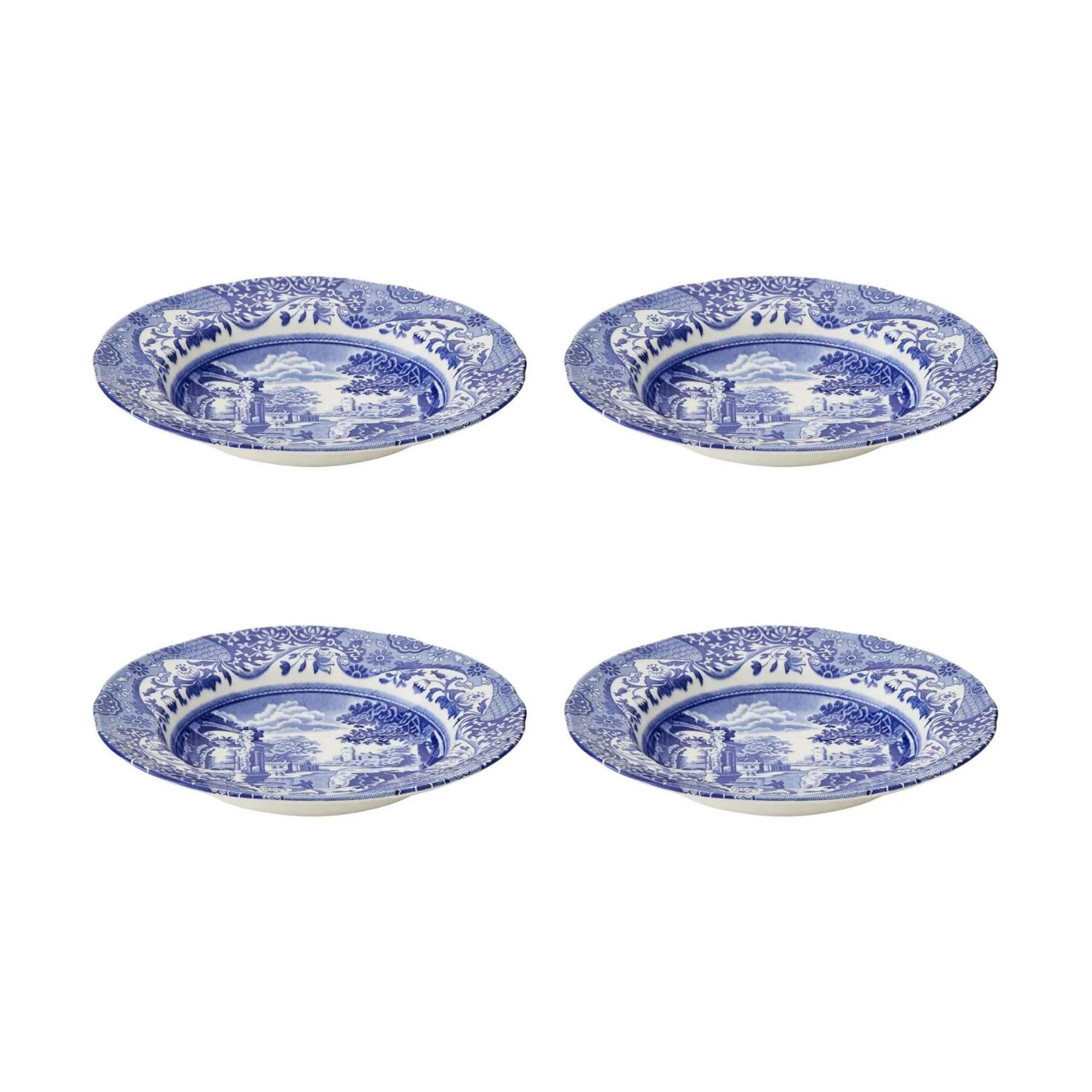 Spode Pastatallerkener Blue Italian Blue Italien Suppetallerken - 4 stk. i Blå/hvid, 1