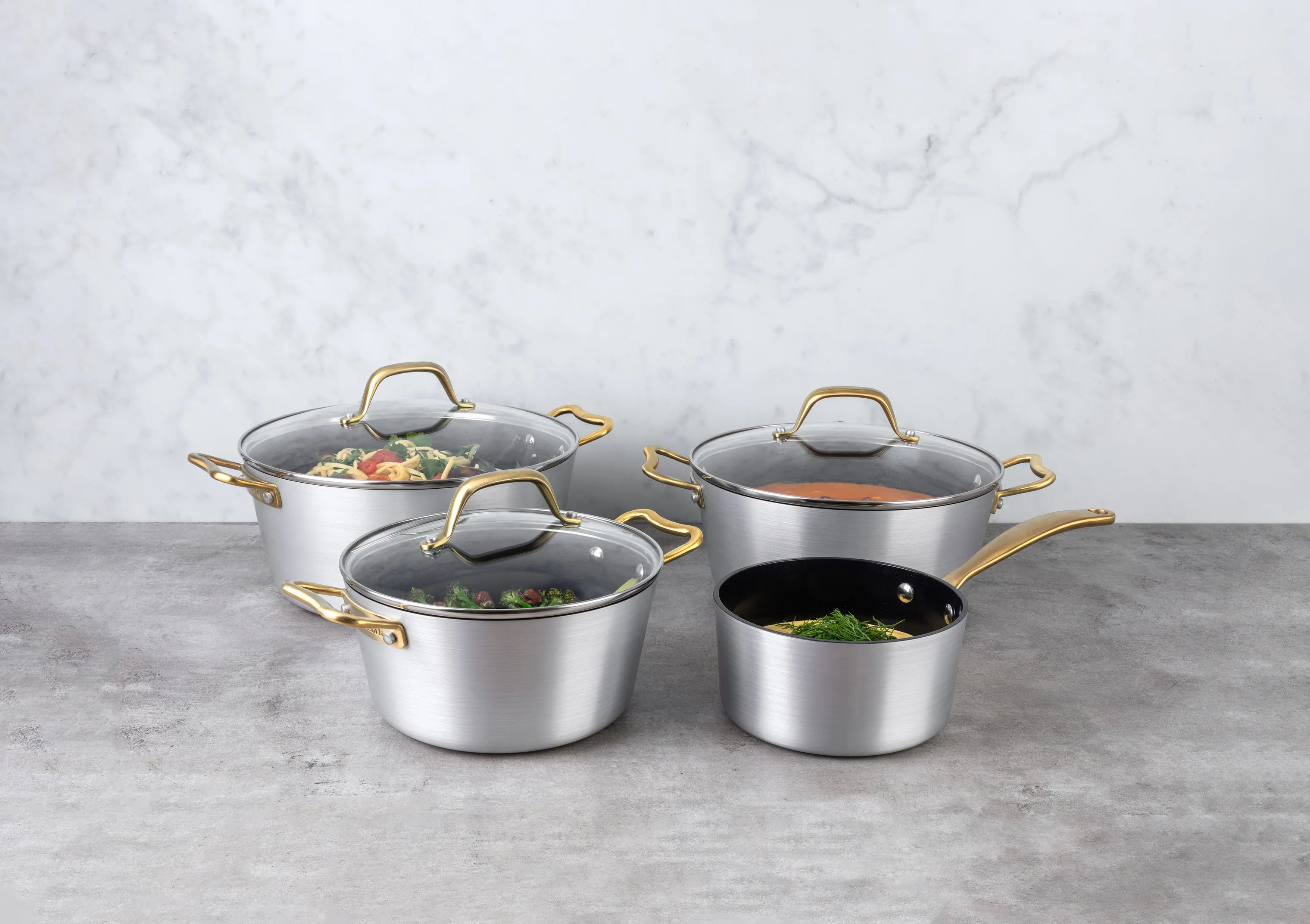 Cook & Baker Grydesæt Premium Grydesæt - 7 dele i sølvfarvet, 2