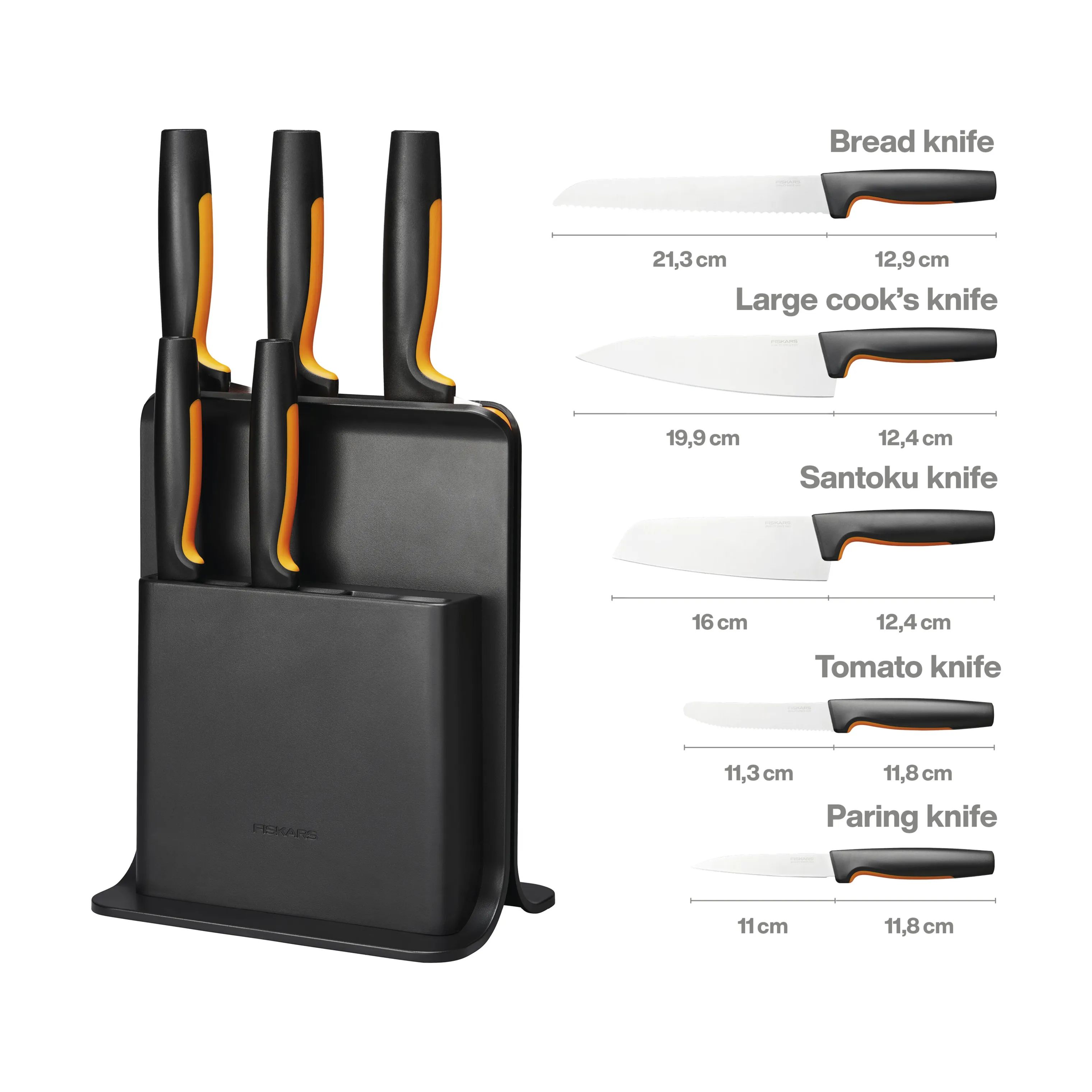 Fiskars Knivblokke med knive Functional Form Knivblok - 6 dele i Sort/Orange, 4