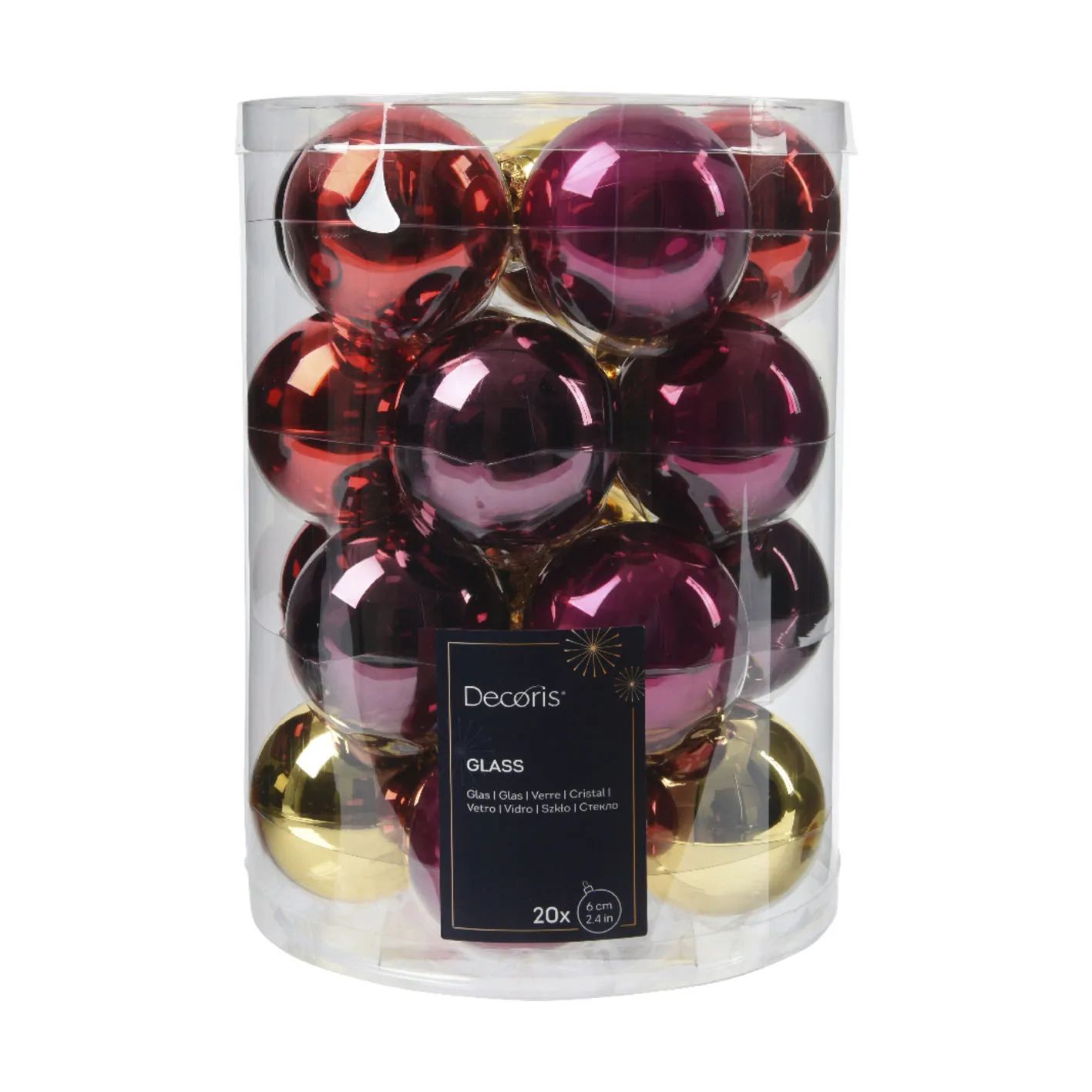 Casa Christmas Julekugler Julekugler - 20 stk. i Mauve/rød/Pink/guld, 2