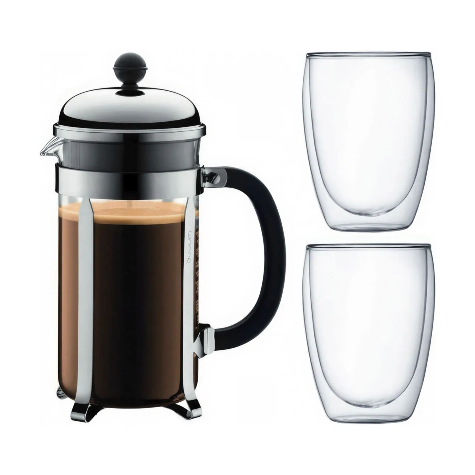 Bodum Stempelkander Chambord Kaffesæt - 3 dele i krom, 1