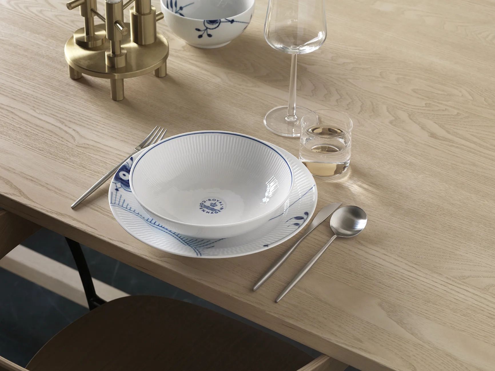 Royal Copenhagen Serveringsskåle Blueline Skål i Hvid/blå, 25 cm, 3