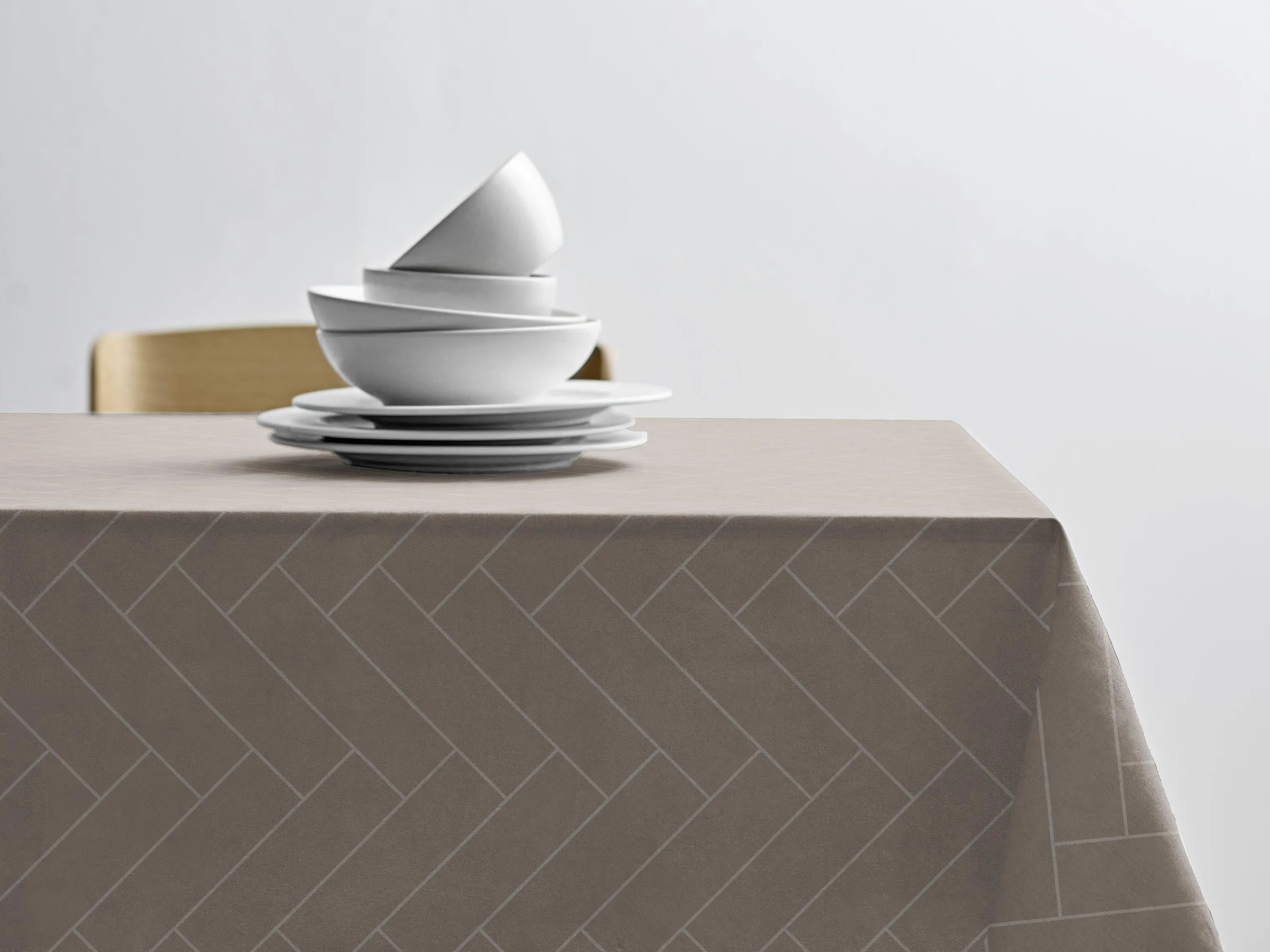 Södahl Duge Tiles Damask Dug i Taupe, B140 x L370 cm, 2