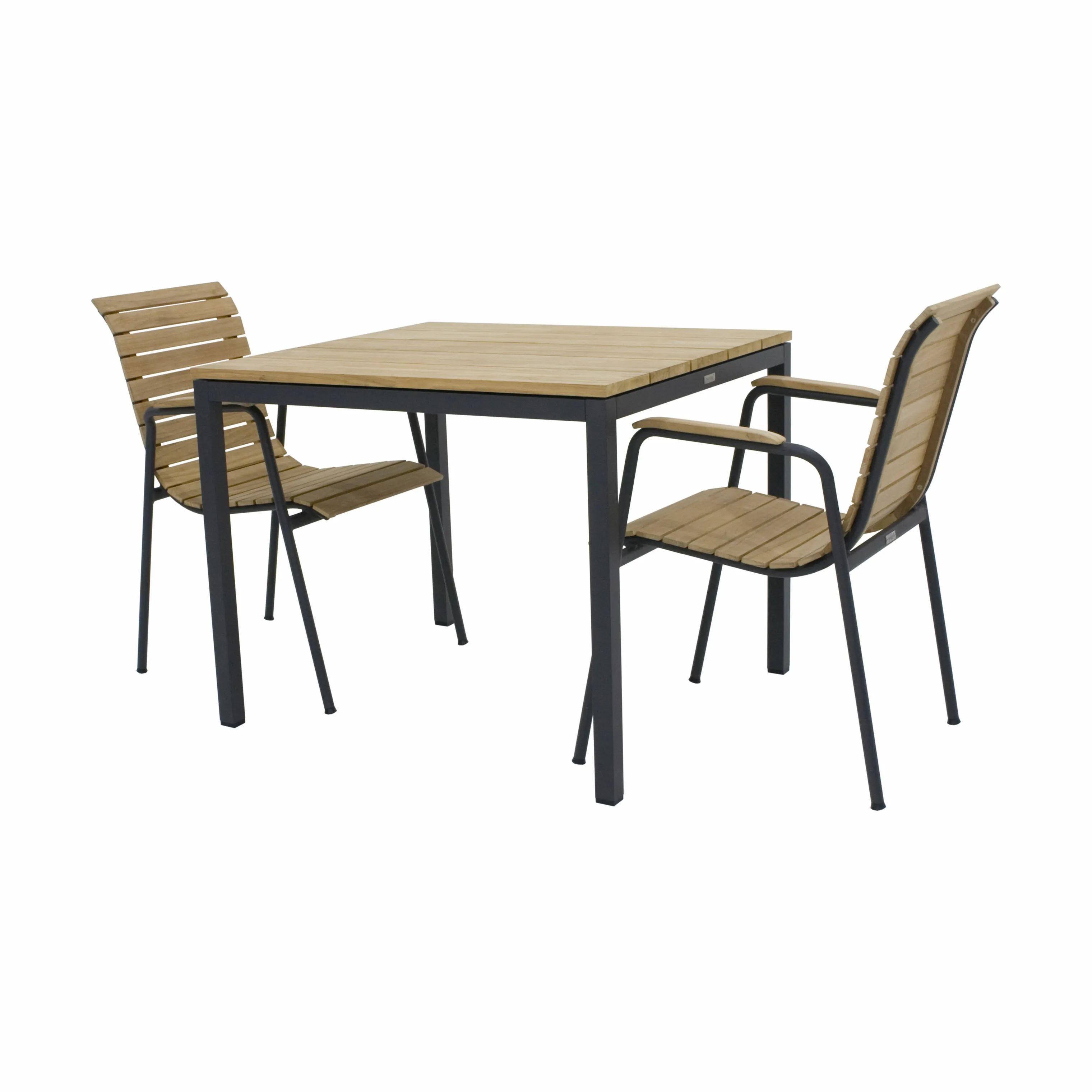 Mandalay Havemøbelsæt Toscana & Bellevue Havemøbelsæt - 3 dele i Antracit/Teak, 1 bord (L 82 cm) og 2 stole, 1