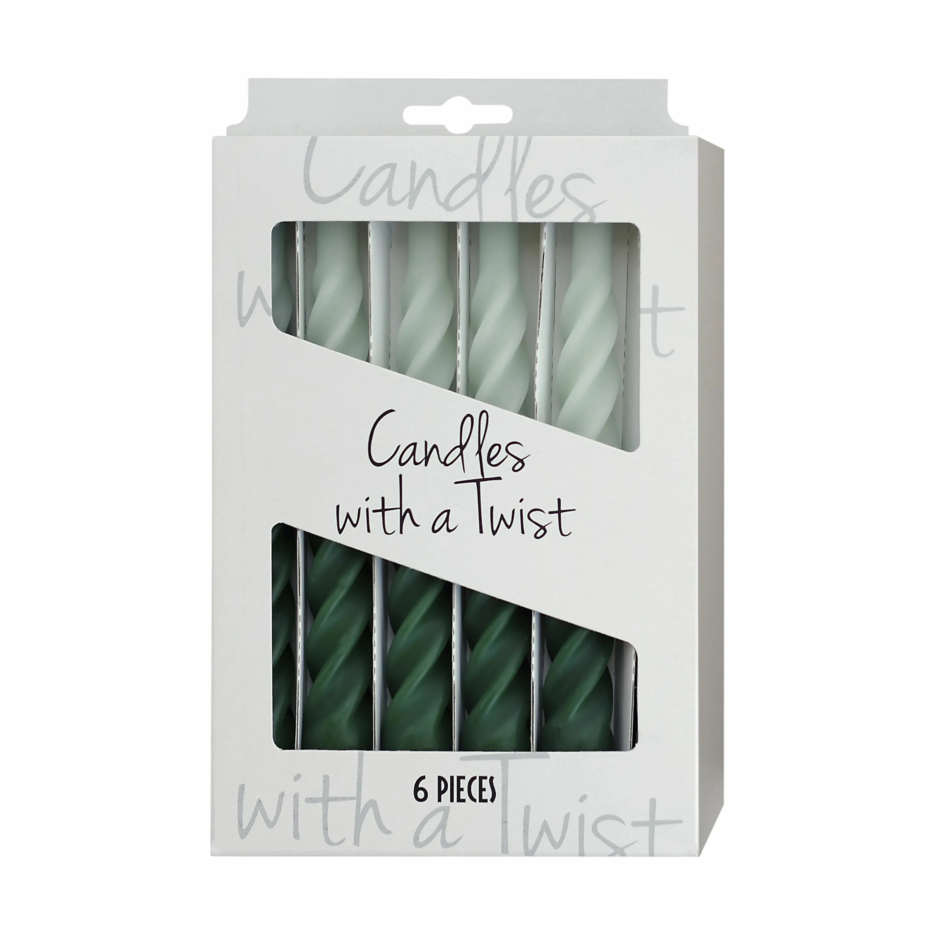 Candles with a twist Kronelys Lys - 6 stk. i Grøn, 21 cm, 3