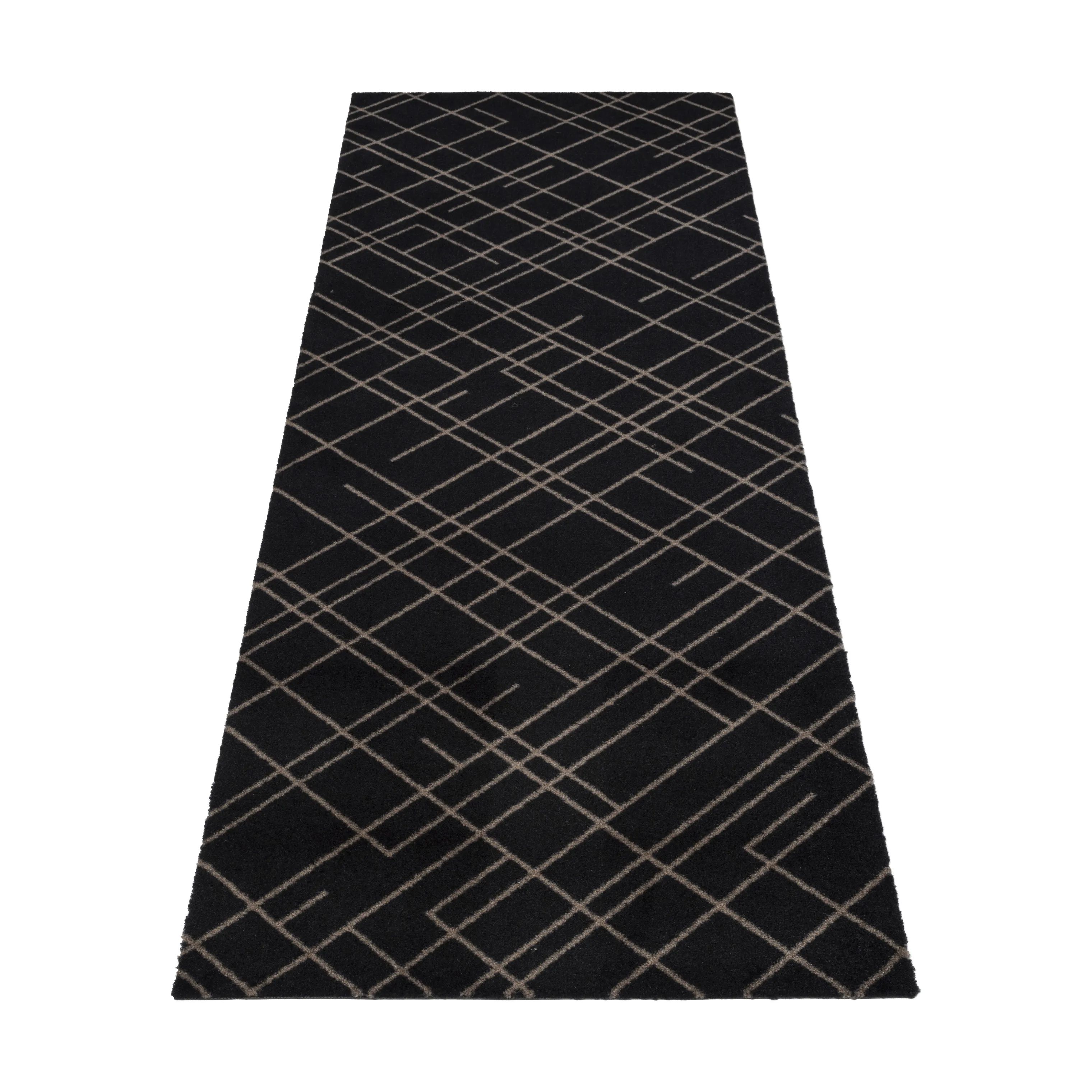 Tica Copenhagen Dørmåtter Lines Gulvmåtte i Sort/sand, B67 x L200 cm, 3