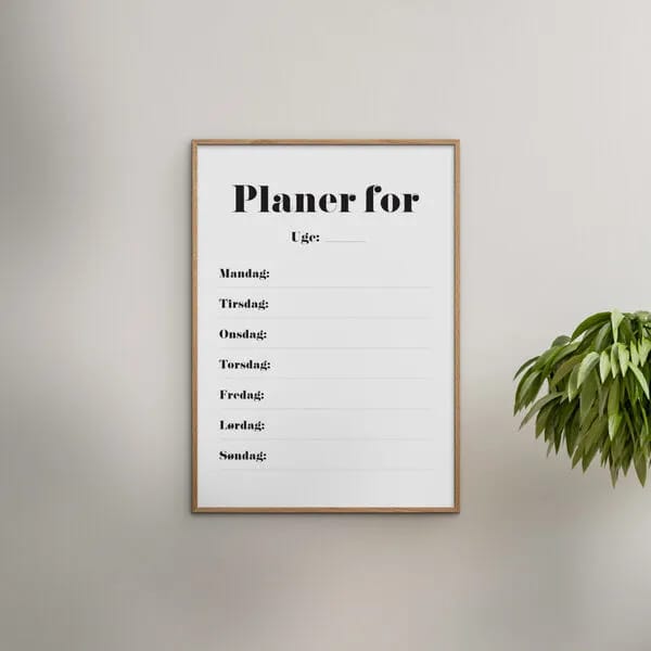 Poster&Frame Plakater Plakat - Ugeplan i B30 x L40 cm, 2