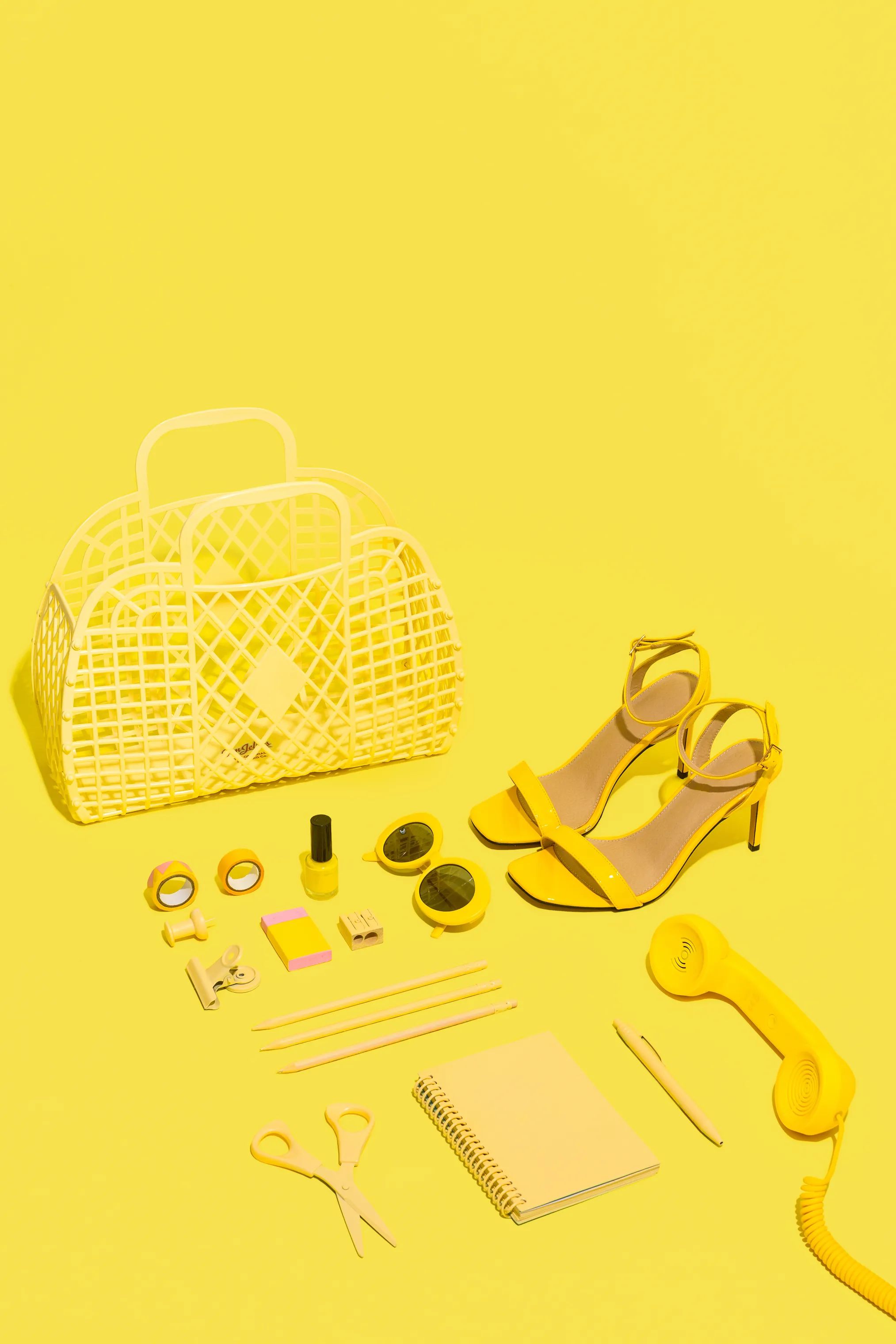 Sun Jellies Øvrigt interiør Retro Basket Small Retro Taske - Lille i Yellow B 11 x L 31 x H 25,5 cm, 2