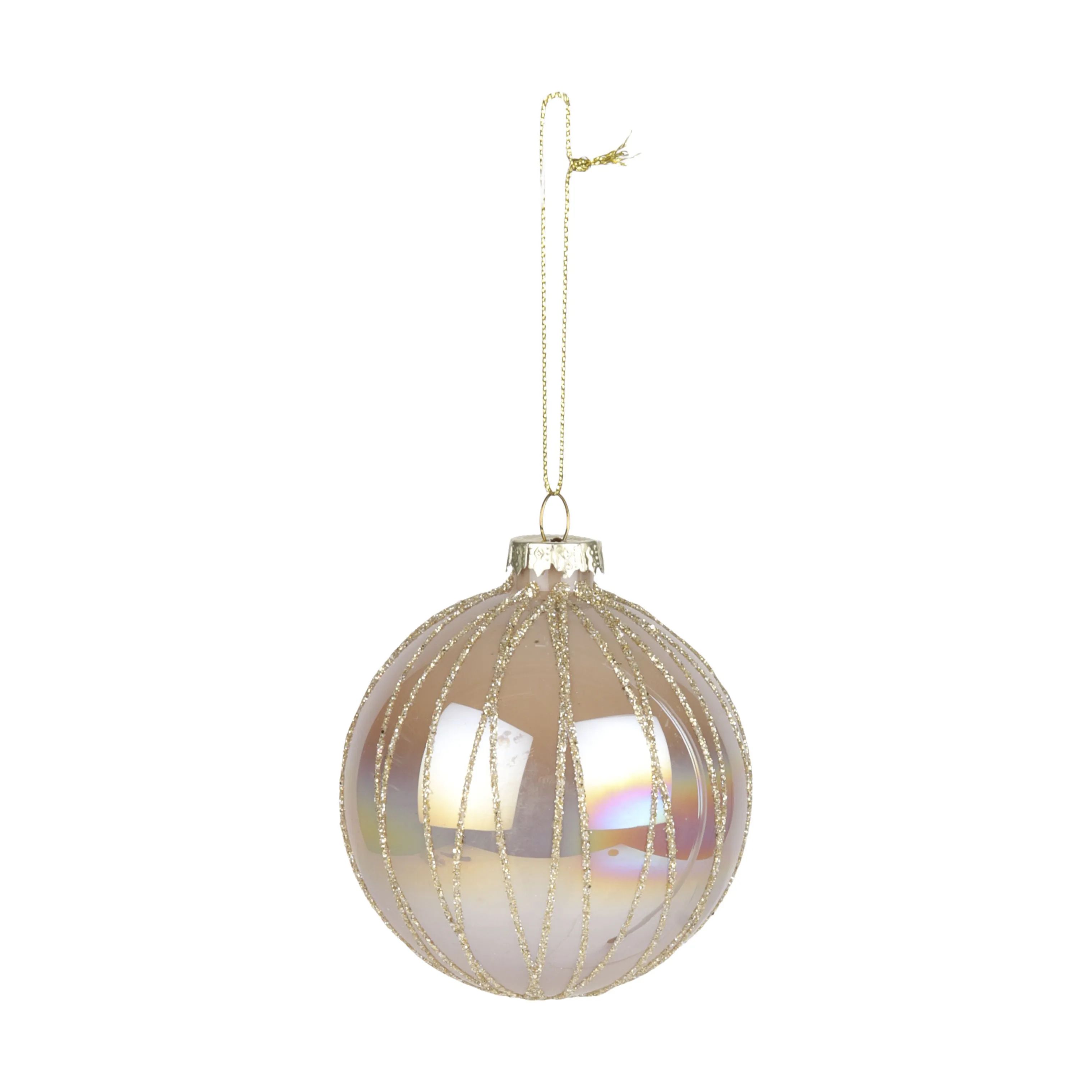 Casa Christmas Julekugler Julekugle i Beige/glimmerstreger, 1