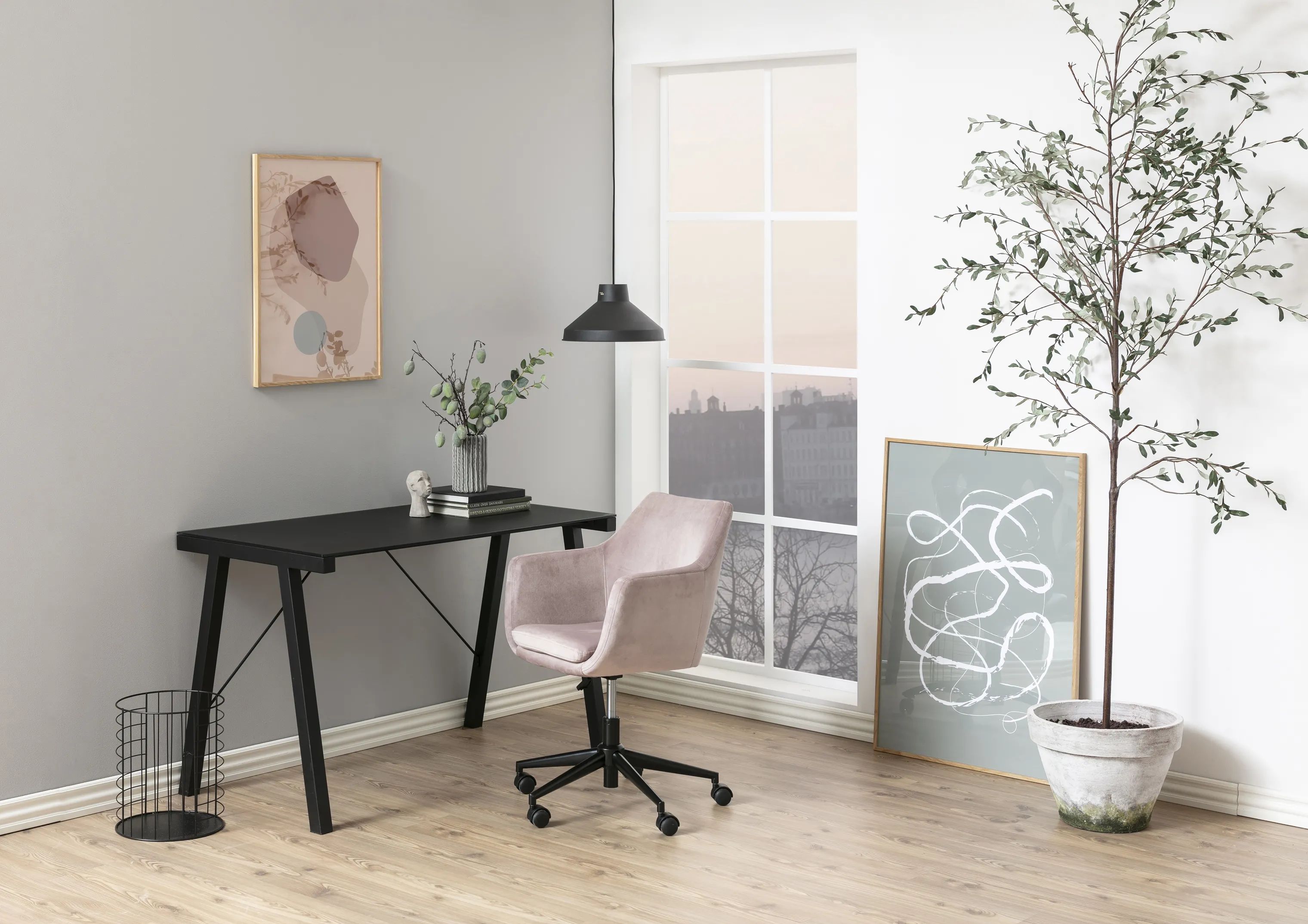 CASA Living Skrivebordsstole Nora Skrivebordsstol i Dusty rose/sort, 3