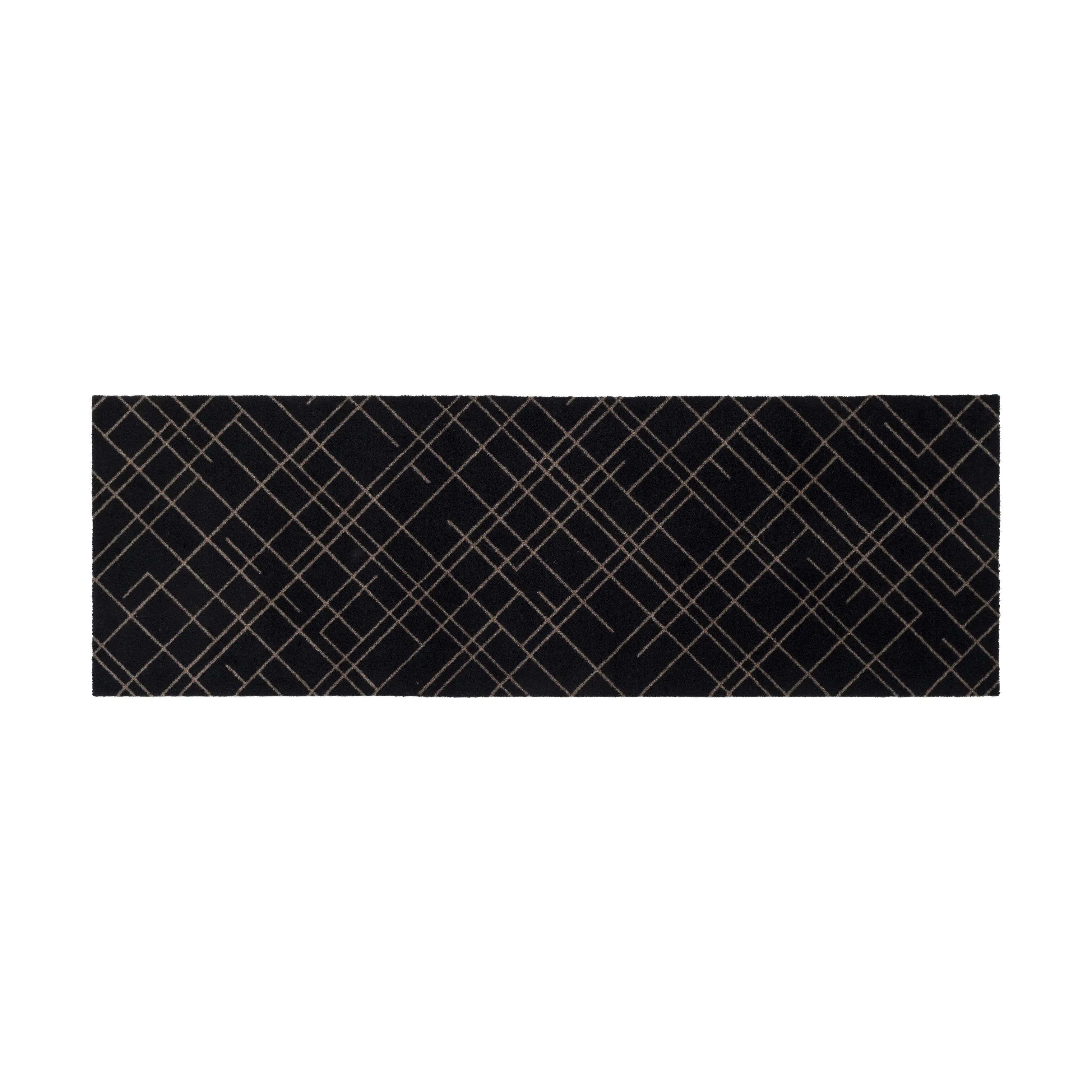 Tica Copenhagen Dørmåtter Lines Gulvmåtte i Sort/sand, B67 x L200 cm, 1