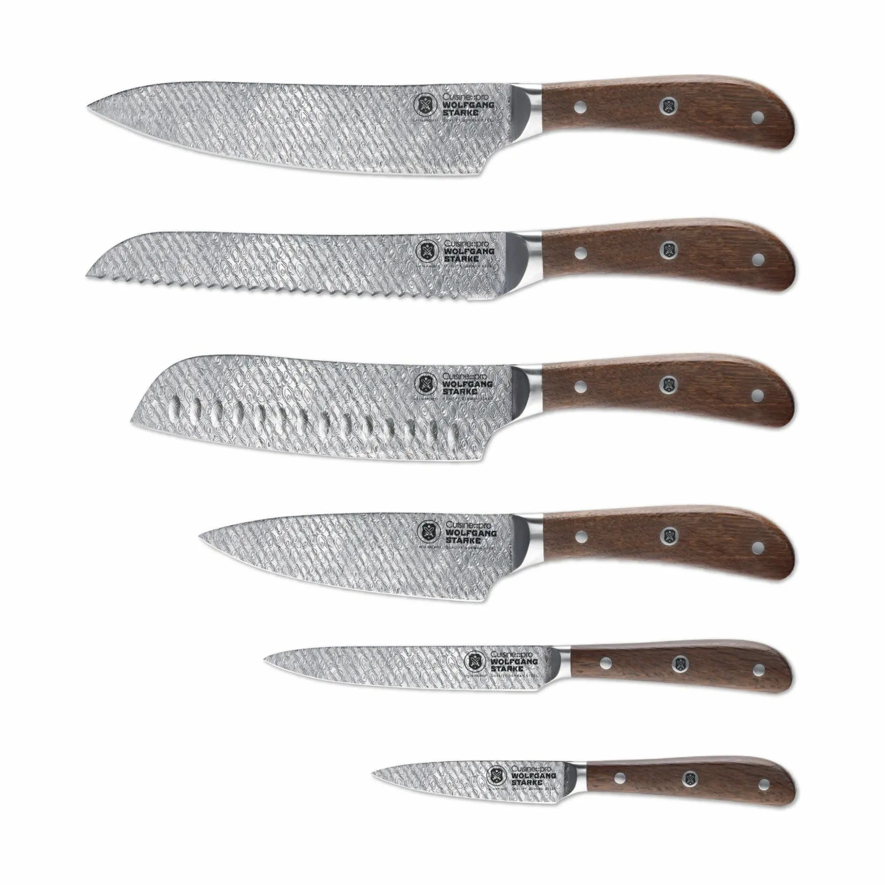 THE CUSTOM CHEF™ Knivblokke med knive Cuisine::pro® WOLFGANG
STARKE™ Cuisine::pro WOLFGANG STARKE™ Harz Knivblok - 7 dele i sølvfarvet/træ, 4