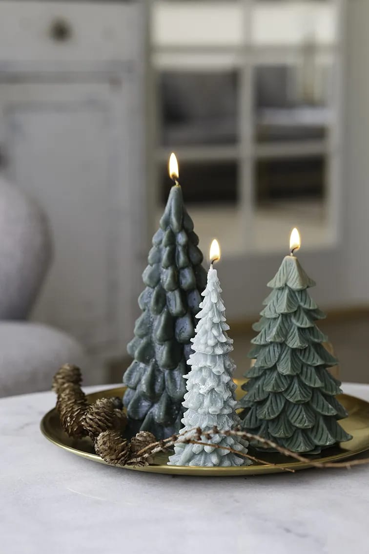 Casa Christmas Bloklys Lys - Juletræ i Mørkegrøn, 3
