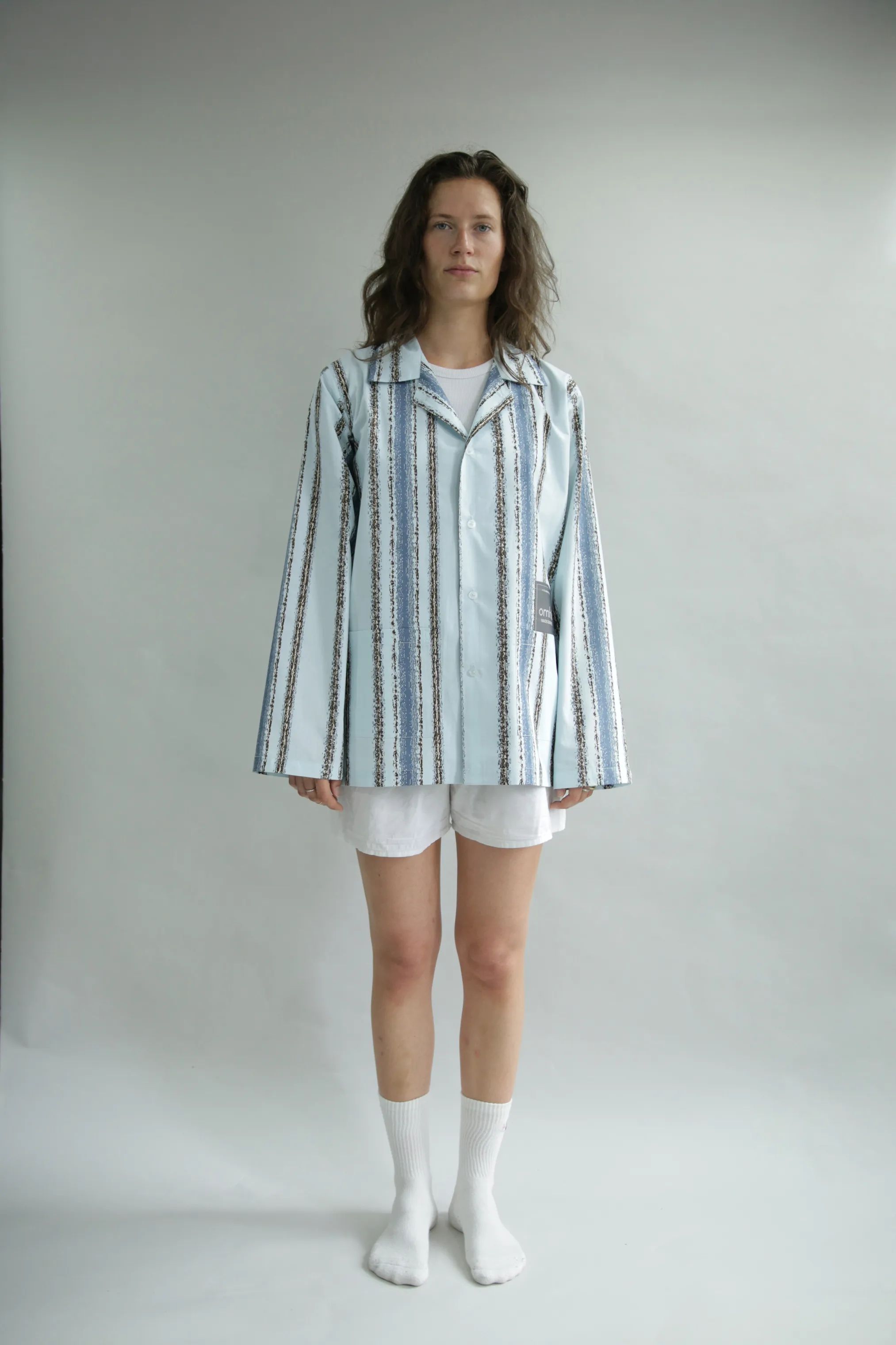 omhu x Mads Barfod Pyjamas Wave Grid Slumber Pyjamasskjorte i Aqua, XS/S, 7