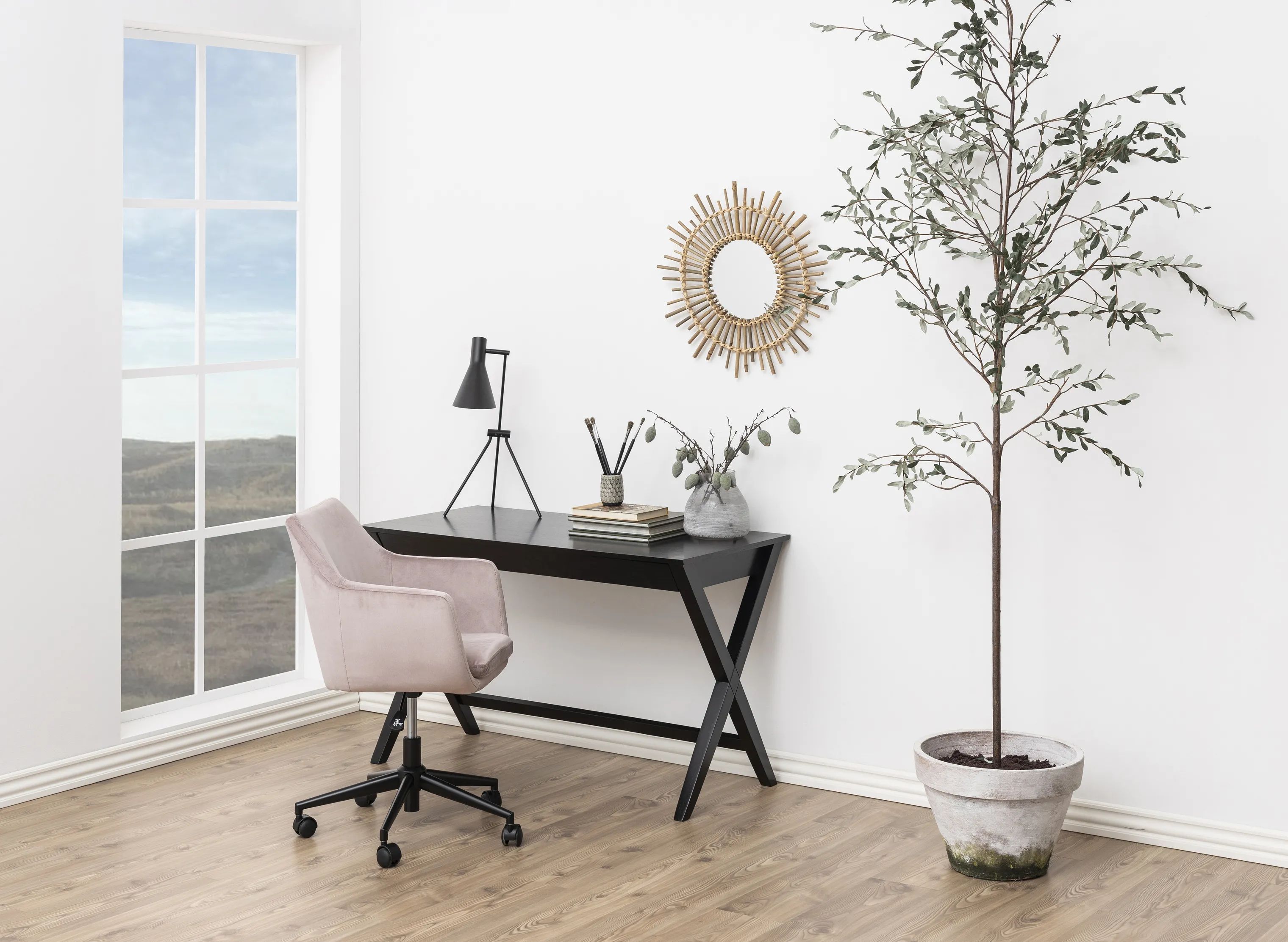CASA Living Skrivebordsstole Nora Skrivebordsstol i Dusty rose/sort, 2