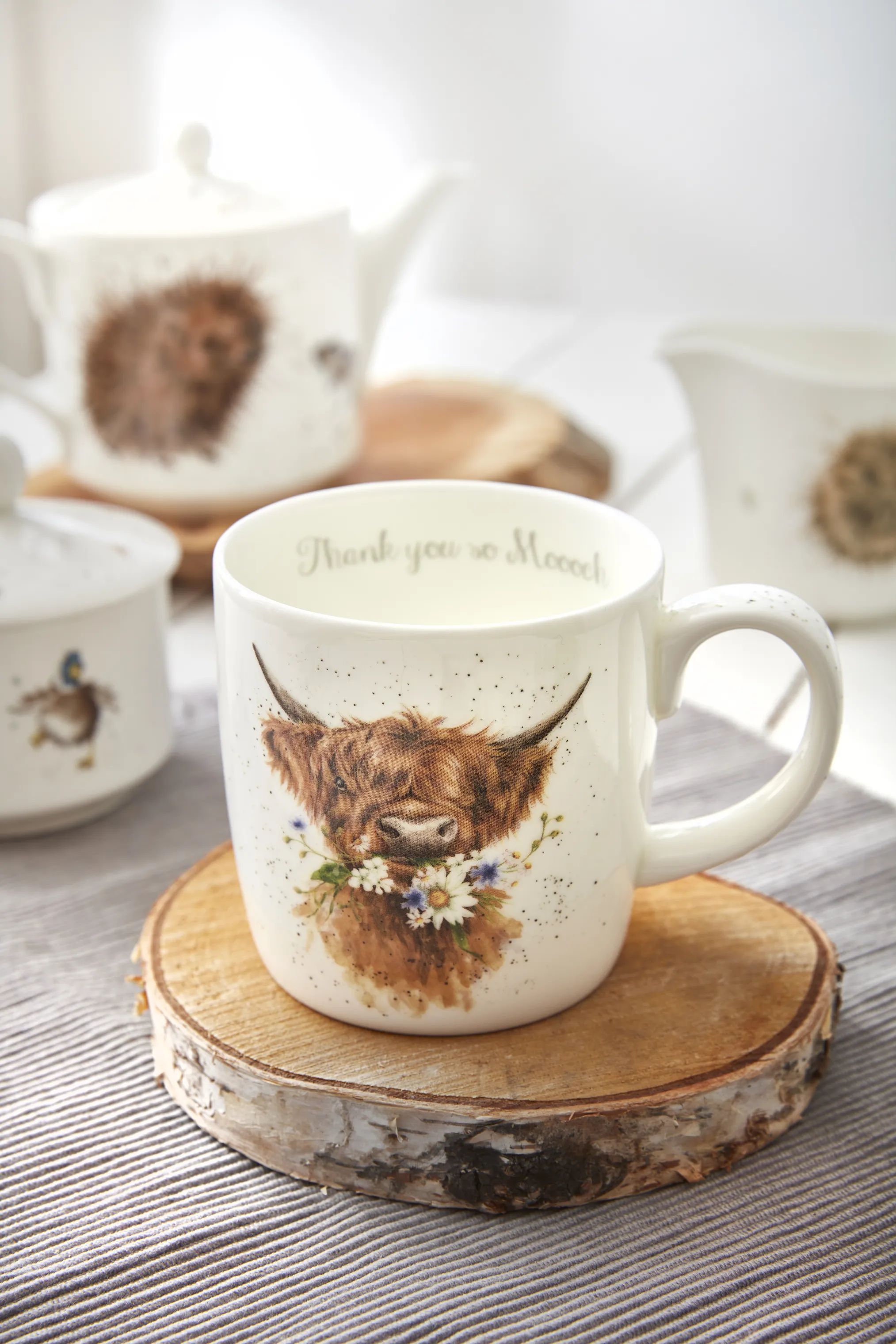 Royal Worcester Krus og kopper med hank Wrendale Krus - Thank you i Sød ko, 2