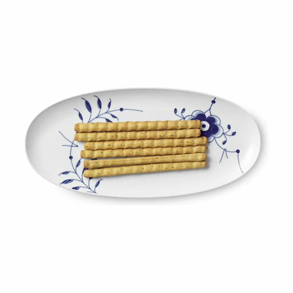 Royal Copenhagen Serveringsfade Blå Mega Riflet Fad i 37 cm, 4