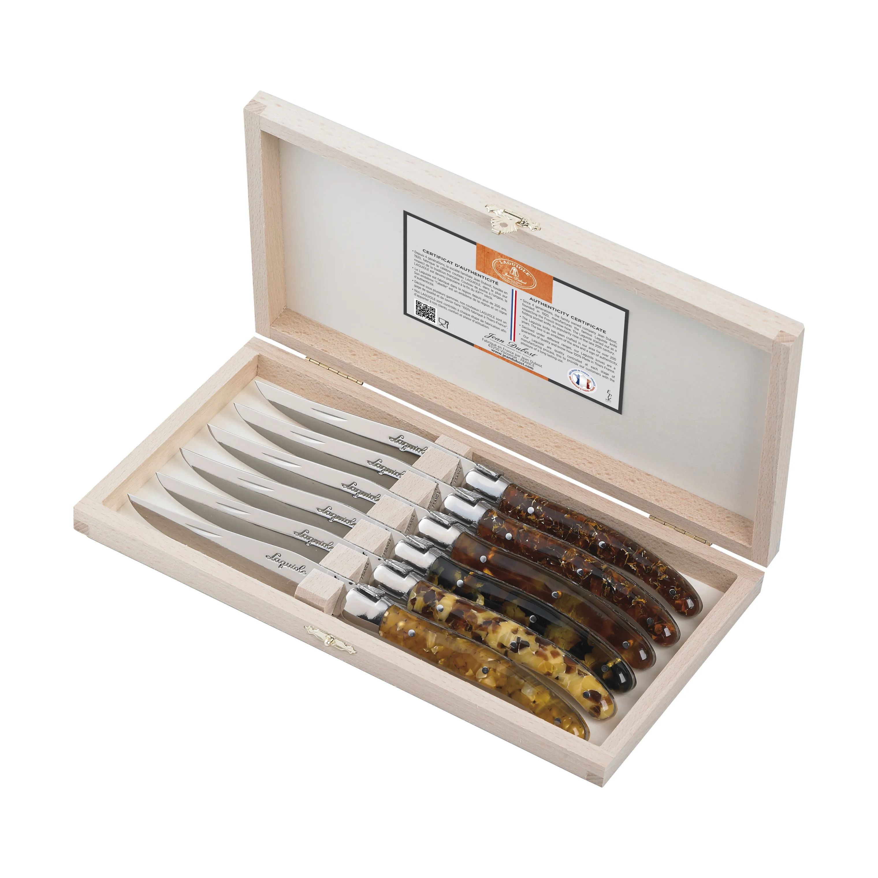 Jean Dubost Bordknive Laguiole Kniv - 6 stk. i Brun, 1