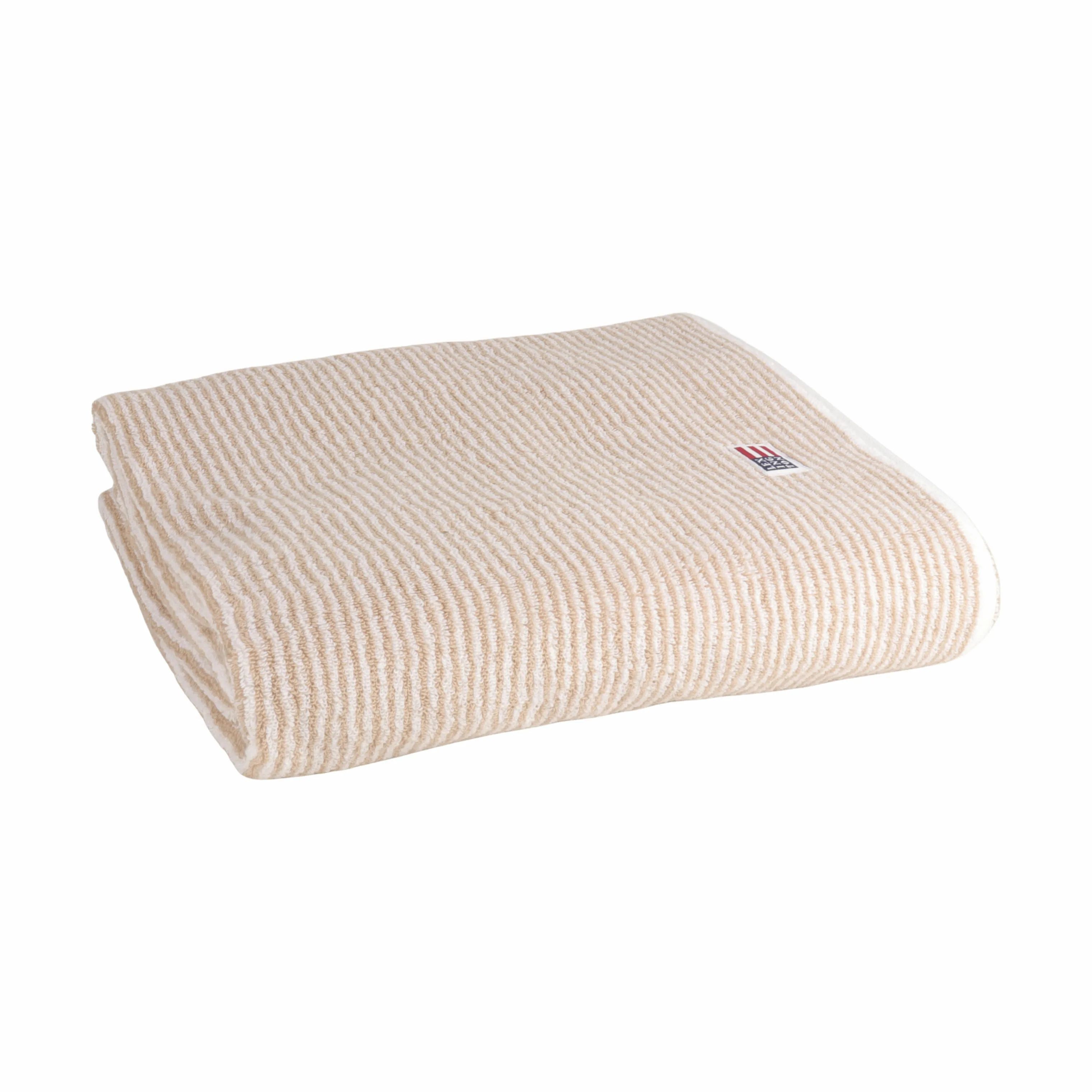 Lexington Håndklæder Icons Originals Stribet Håndklæde i White/Tan, B100 x L150 cm, 1