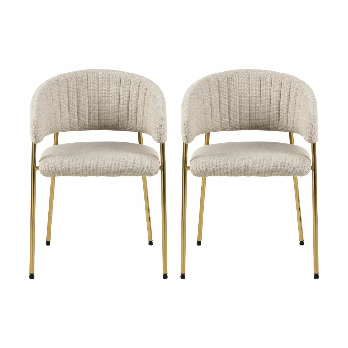 CASA Living Spisebordsstole Ann Spisebordsstol - 2 stk. i beige/gylden krom, 1