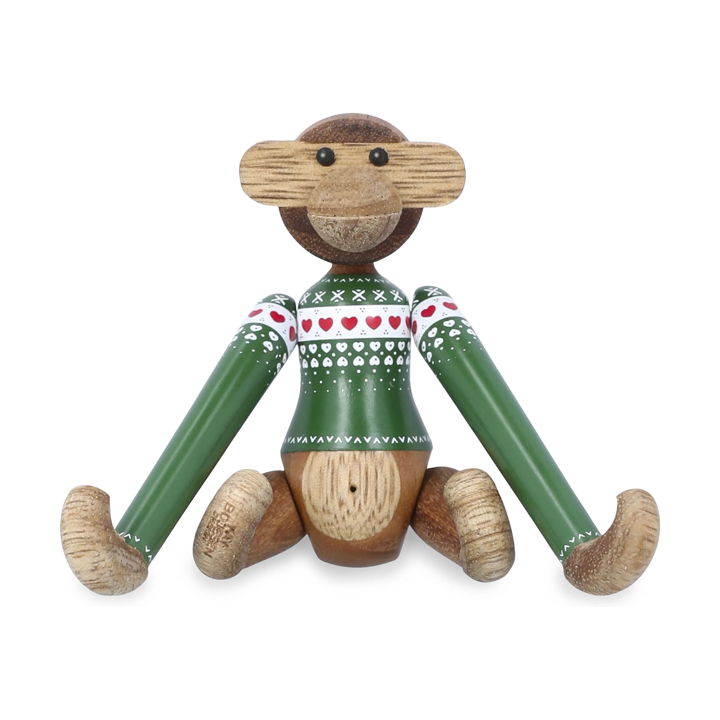 Kay Bojesen Julefigurer Monkey Abe m. julesweater - Mini i Grøn, 9,5 cm, 1