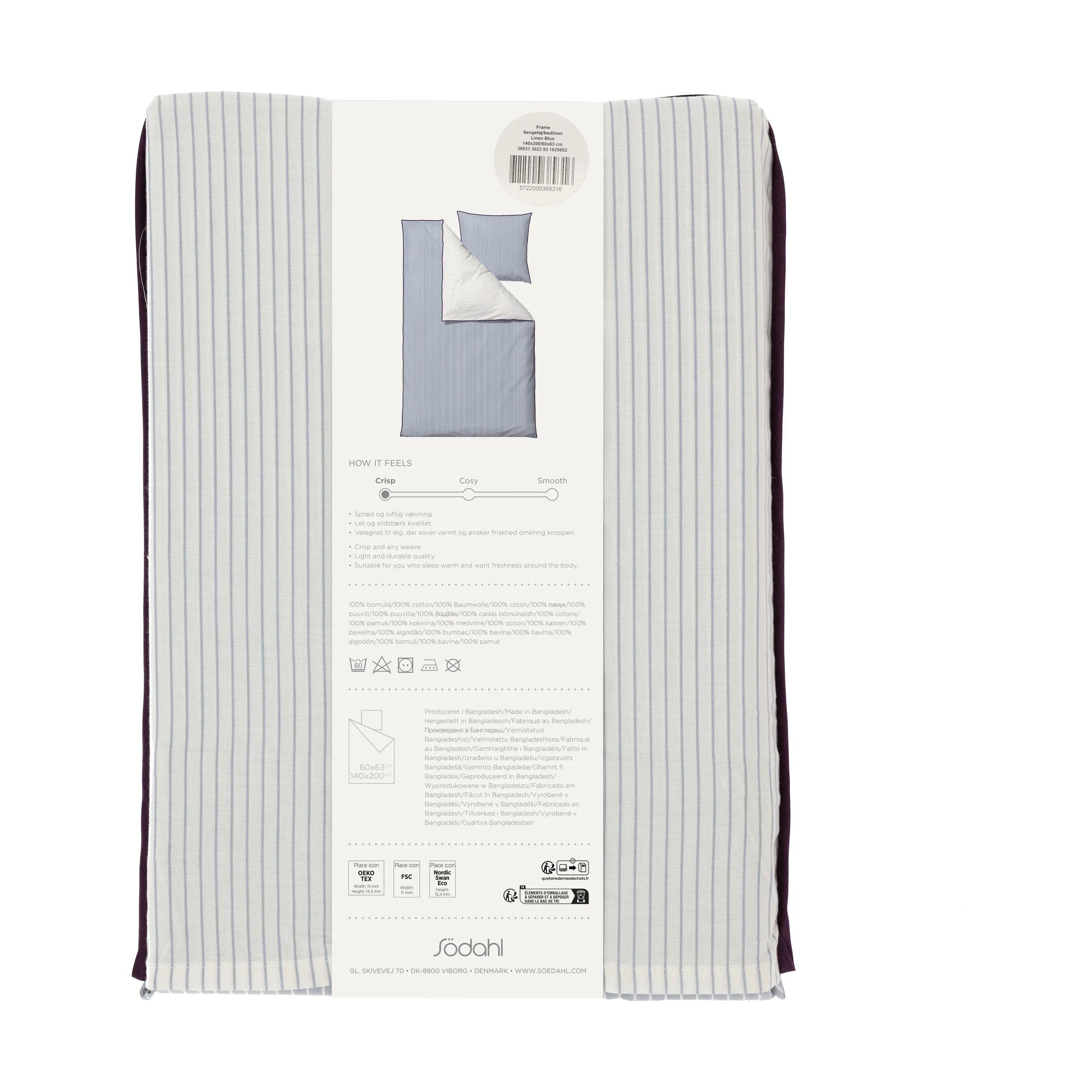 Södahl Sengetøj Sengetøj i Linen blue, B140 x L200 cm, 3