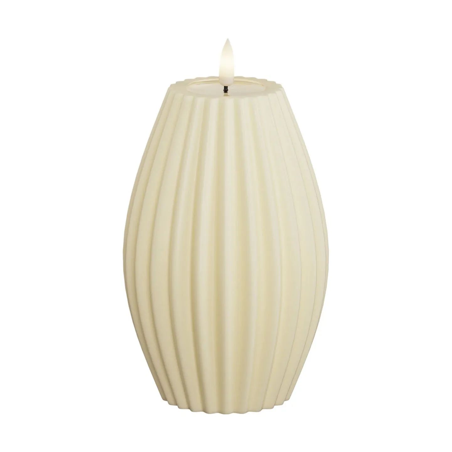 Deluxe Homeart LED-lys Real Flame Flame LED Rillelys i Creme, H15 x Ø10 cm, 1
