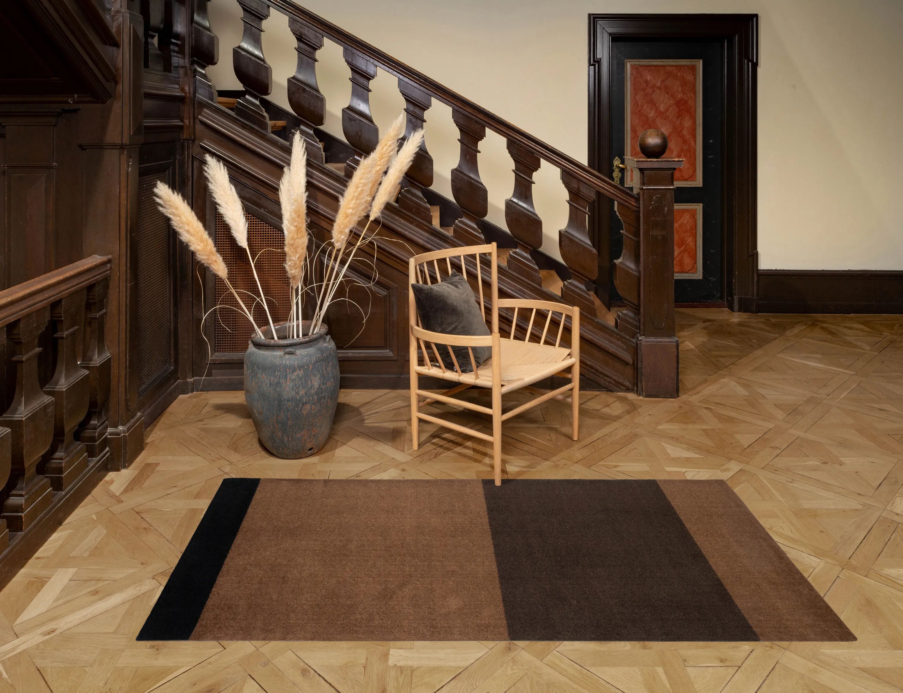 Tica Copenhagen Gulvtæpper Stripes Horisontal Gulvtæppe i brun/cognac/sort, B90 x L200 cm, 6