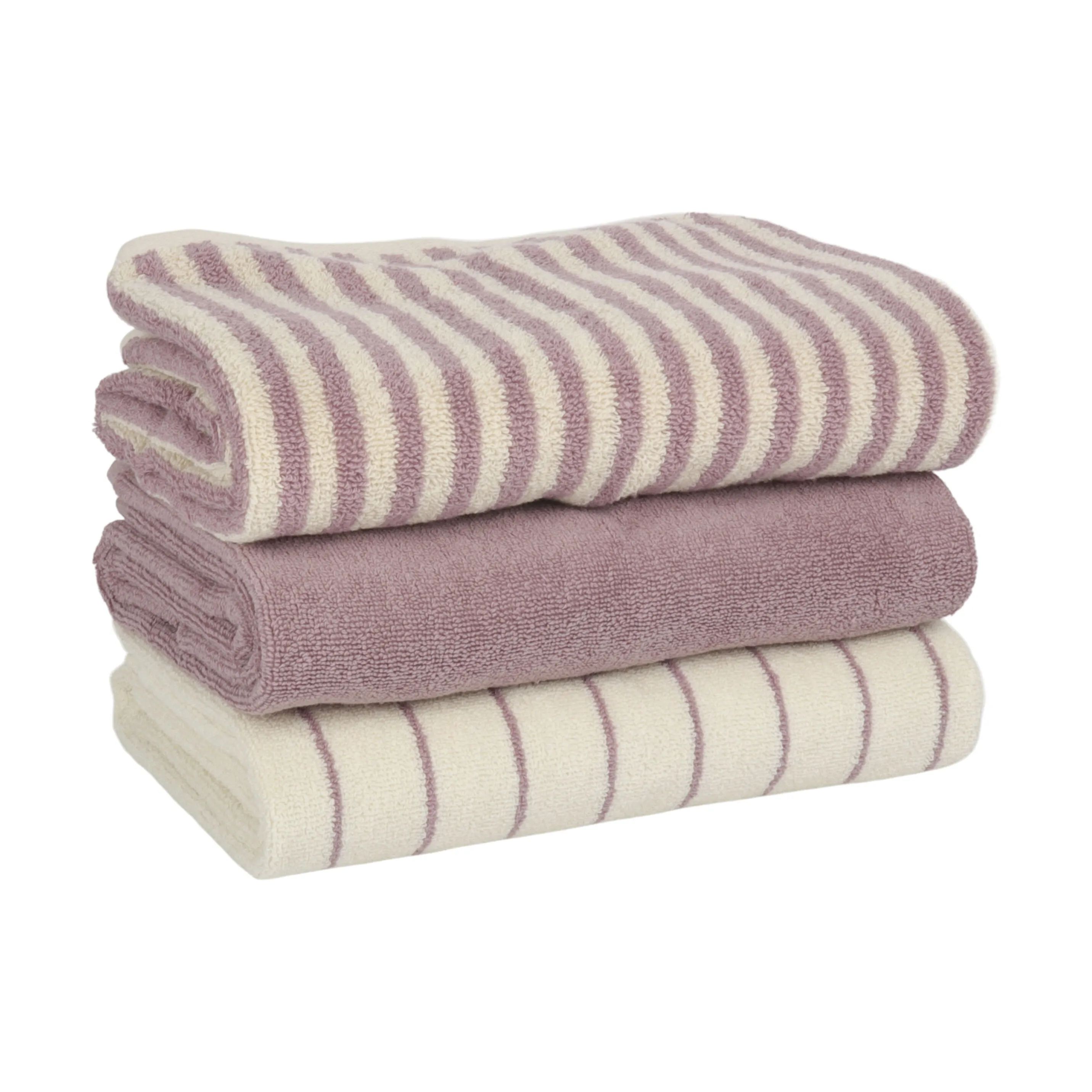 CASA Living Håndklæder Charmant Håndklæde i Rosa bred stribe, B70 x L140 cm, 4
