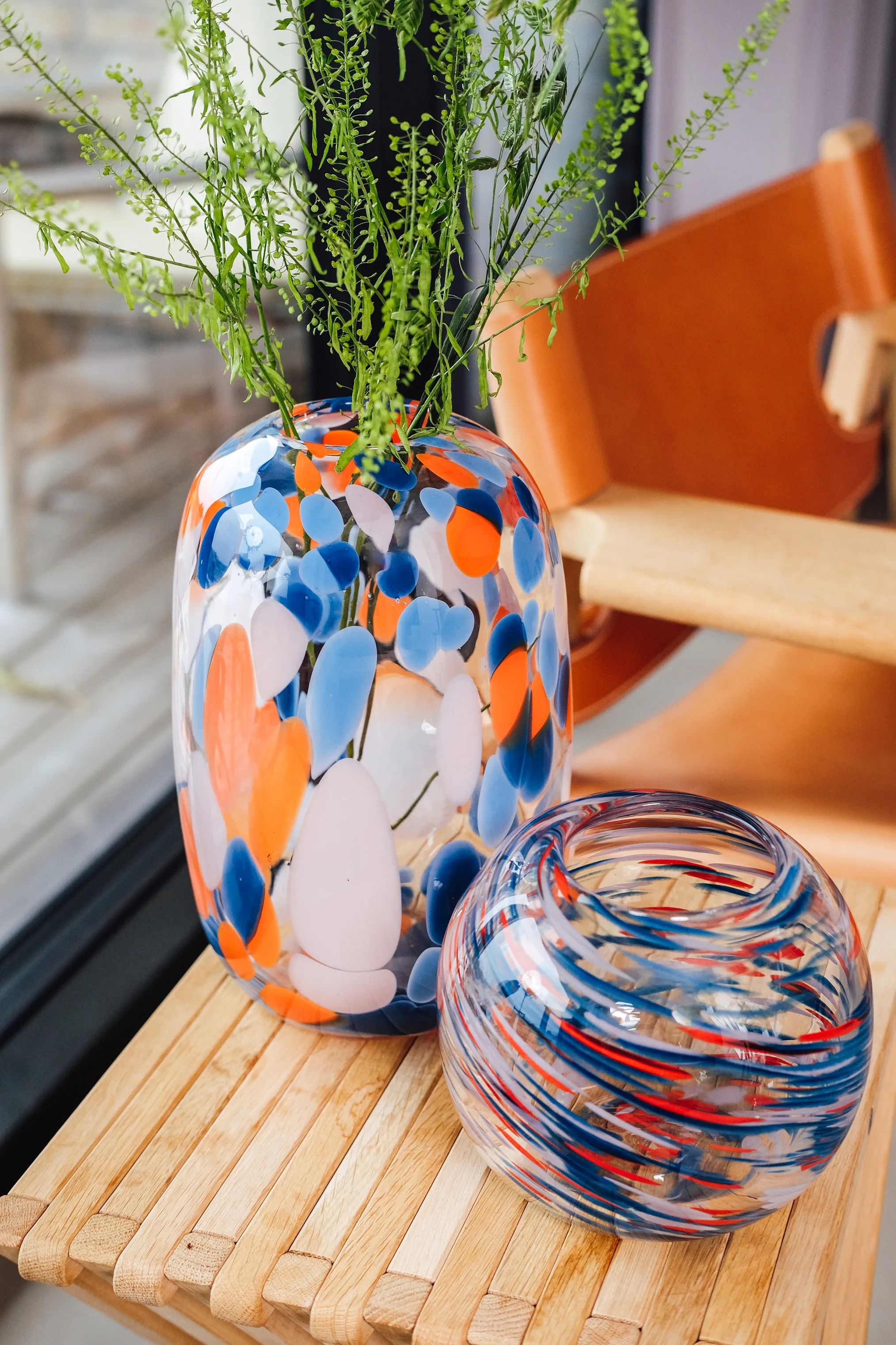 CASA Living Vaser Kuglevase i Blå og orange, 3