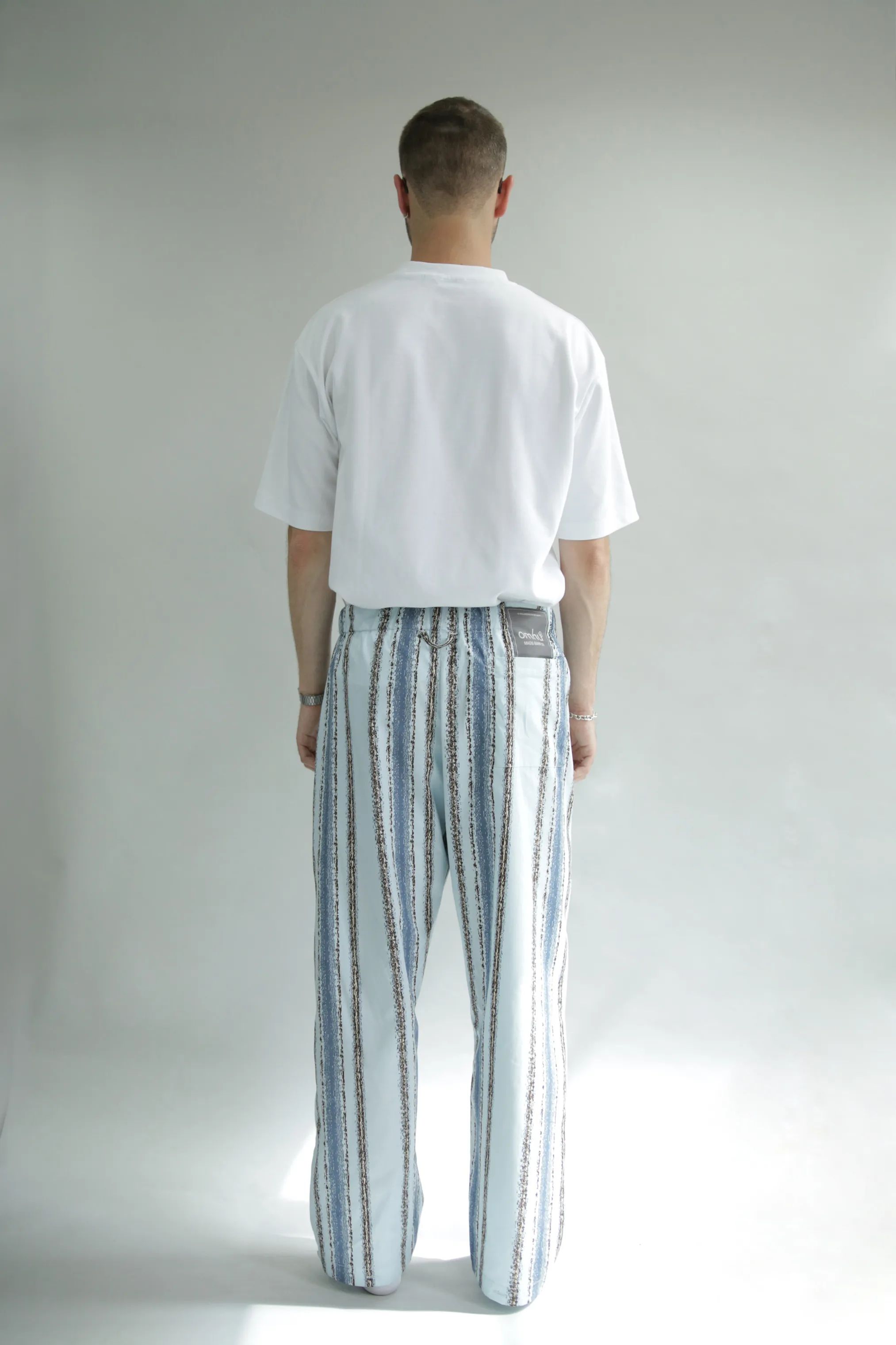 omhu x Mads Barfod Pyjamas Wave Grid Slumber Pyjamasbukser i Aqua, M/L, 4