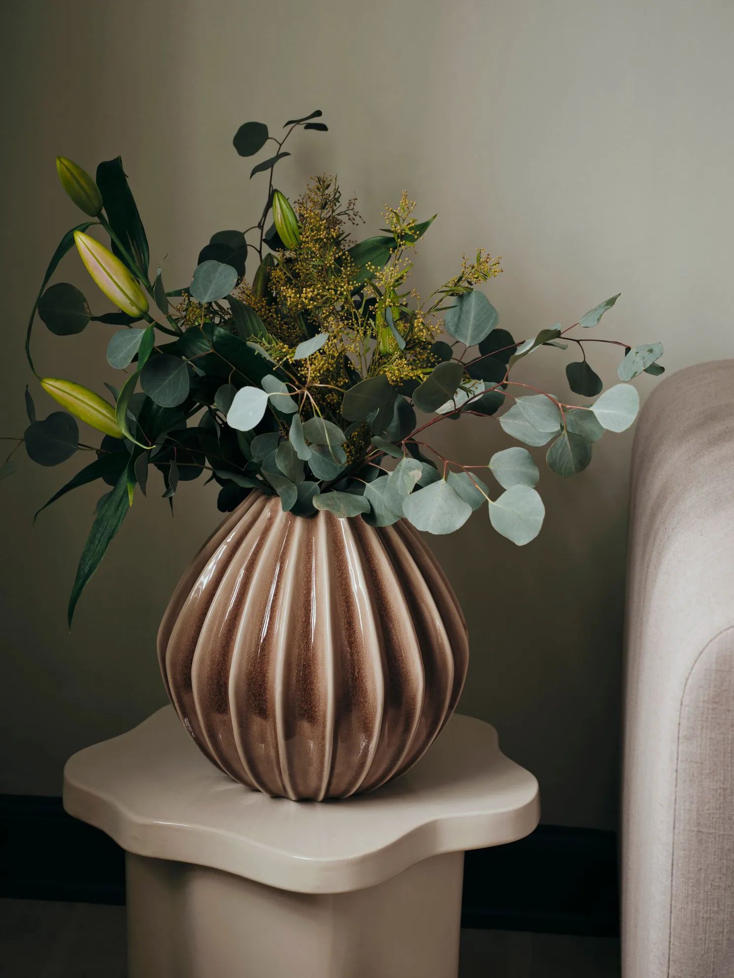 Broste Copenhagen Vaser Wide Vase i Fawn, H25 x Ø25 cm, 3