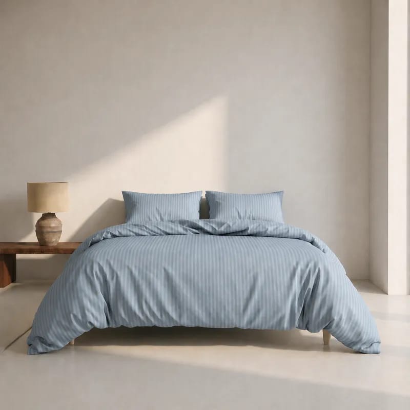 Casa Decór Sengetøj Dreamers Stripe Sengetøj i Steel Blue, B140 x L220 cm, 2