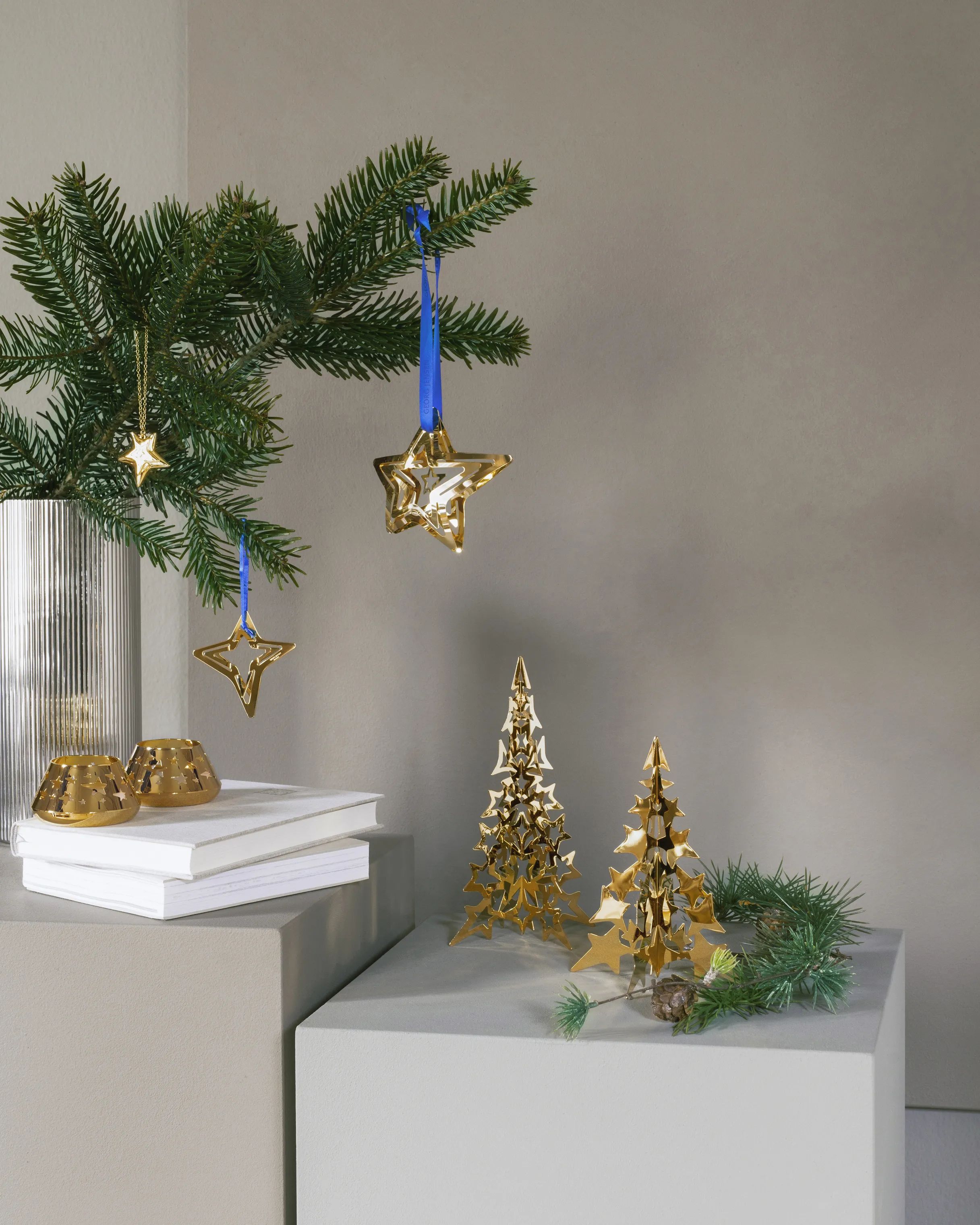Georg Jensen Juleophæng Christmas Collectibles CC 2021 Juleornament - 2 stk. i Guldfarvet, 7 cm, 2