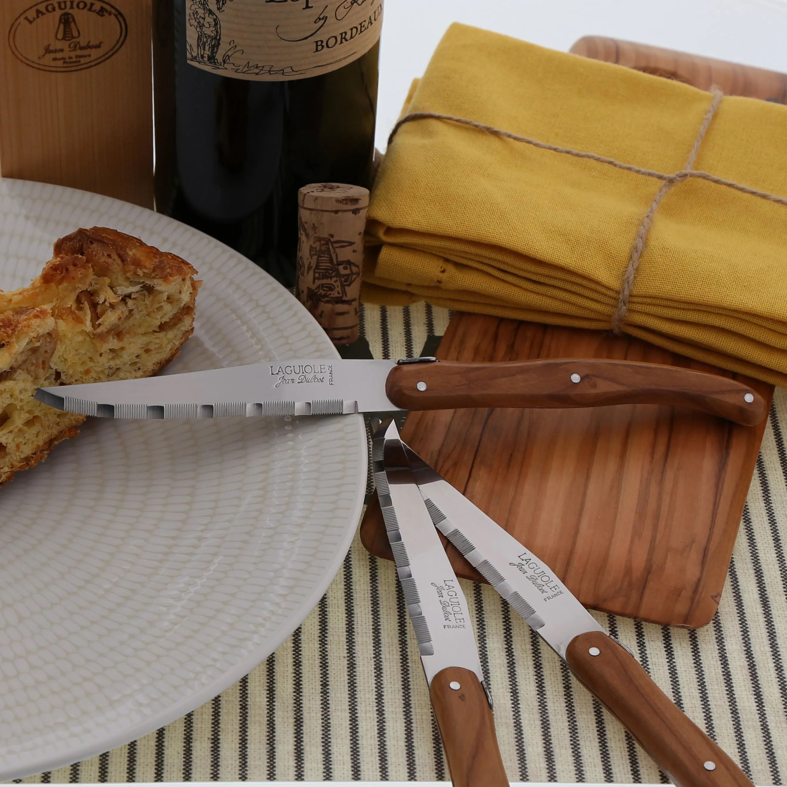 Jean Dubost Bordknive Laguiole Kniv - 6 stk. i Brun, 24 cm, 2
