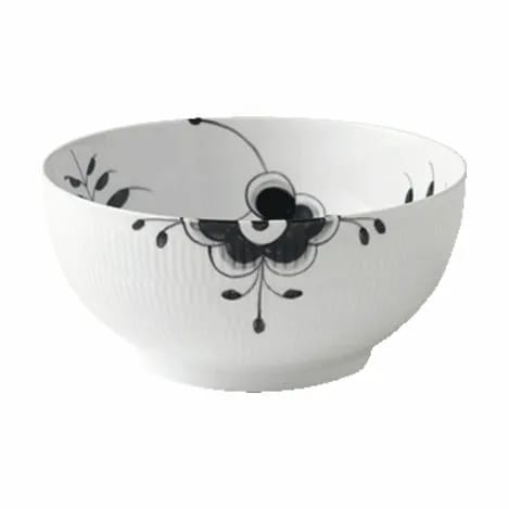 Royal Copenhagen Serveringsskåle Sort Mega Riflet Skål i Sort/hvid, 24 cm, 4