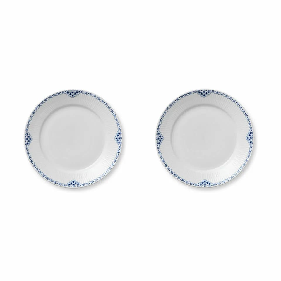 Royal Copenhagen Frokosttallerkener Prinsesse Frokosttallerken - 2 stk. i Hvid/blå, 22 cm, 1